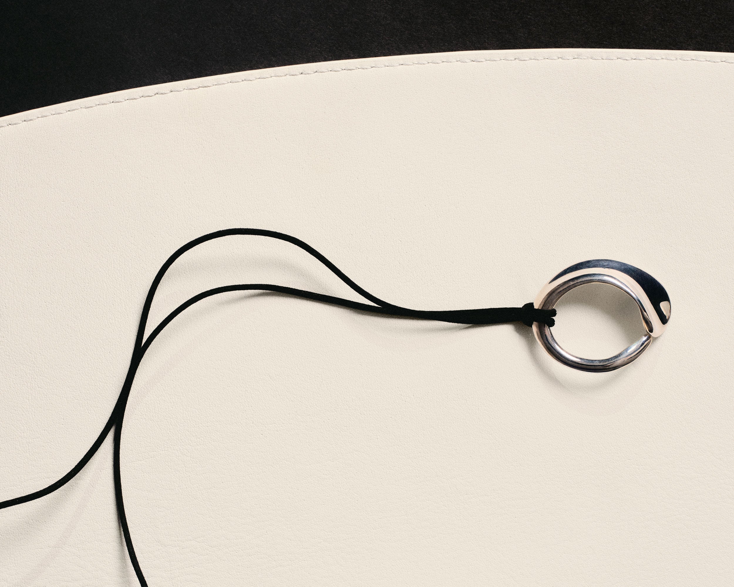 AGMES 0.925 Sterling Silver Marta Pendant with Black Suede Cord. 