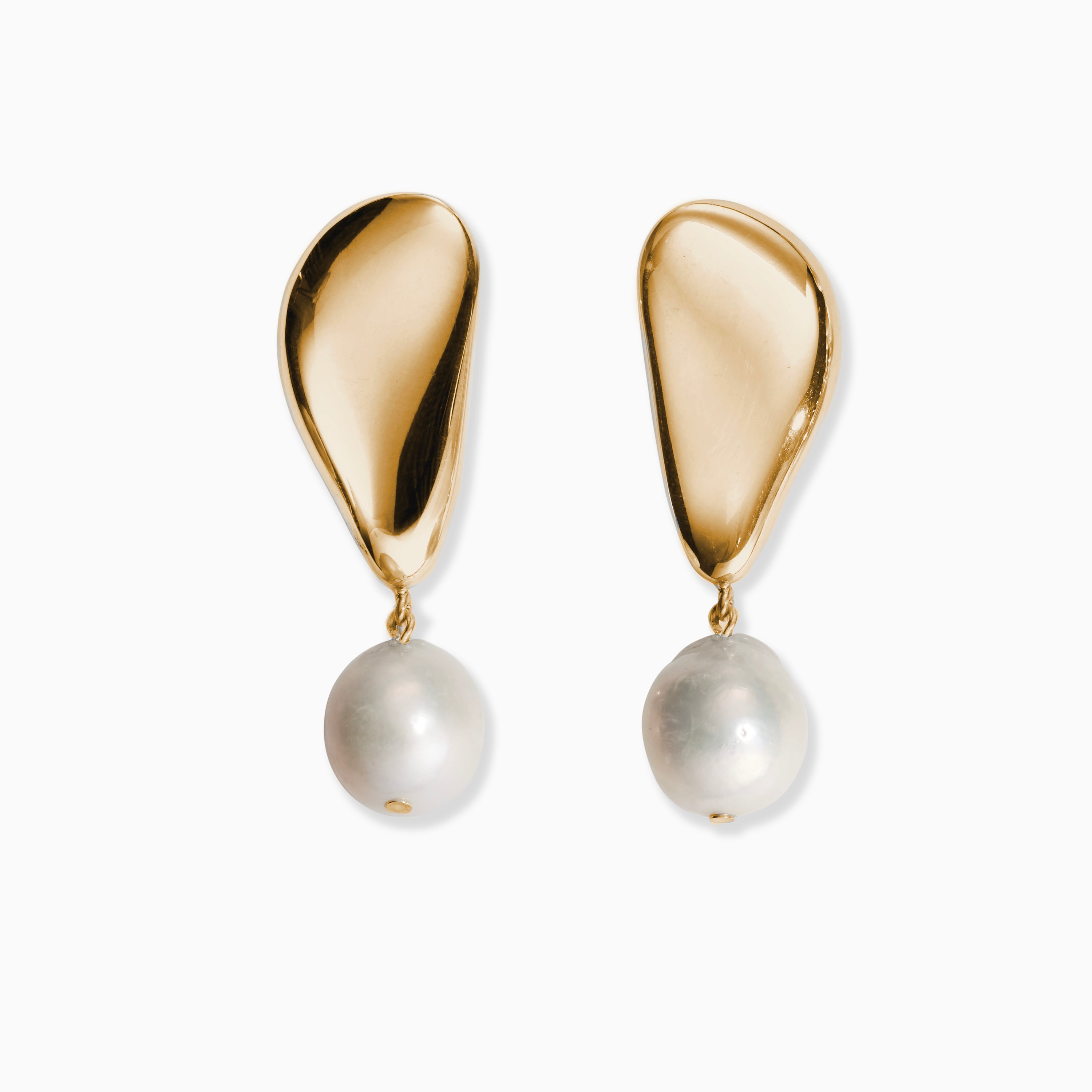 AGMES 18K Gold Vermeil Sherri Earrings with freshwater baroque pearl drop. 
