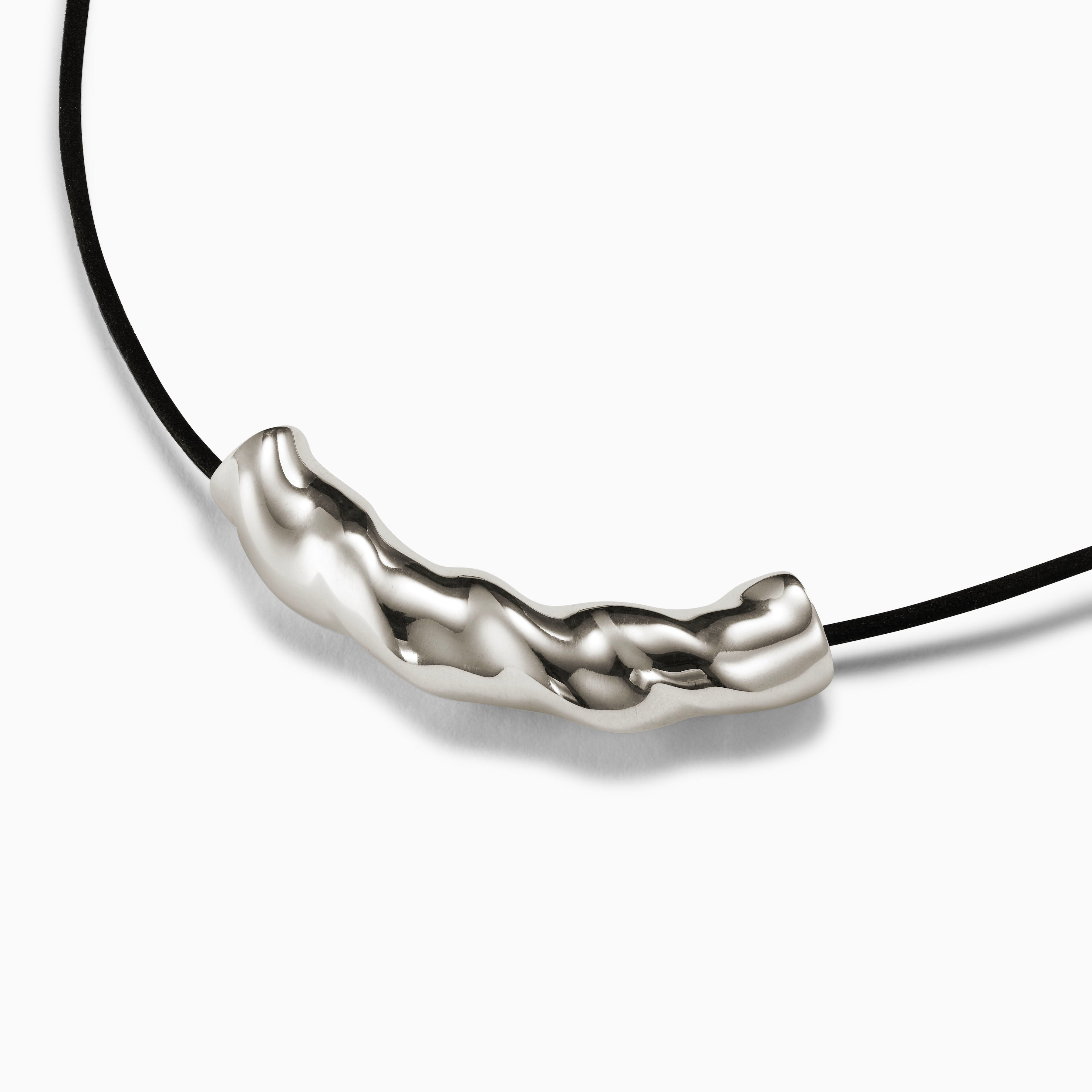 AGMES .925 Sterling Silver Small Astrid Pendant on Black Suede Cord. 
