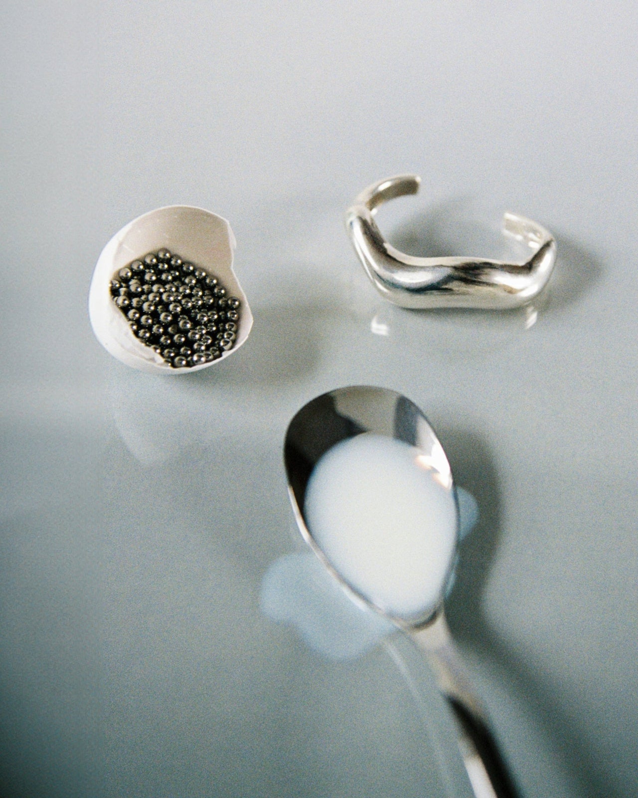 AGMES 0.925 sterling silver large Astrid sculpted cuff bracelet.