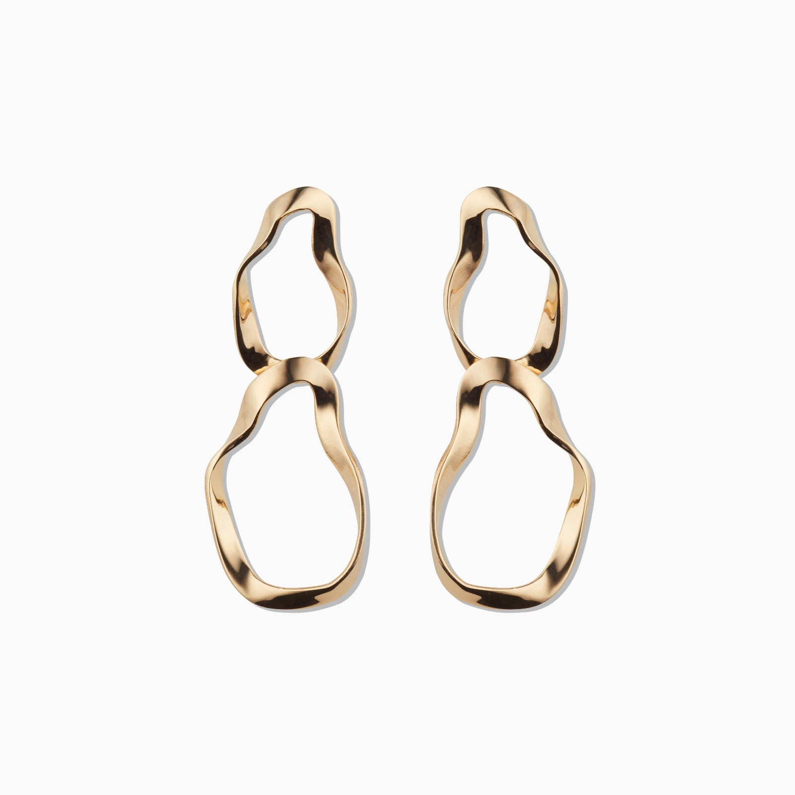 AGMES 18k gold vermeil Viviane Earrings with 2-tiered hoop design on white background.