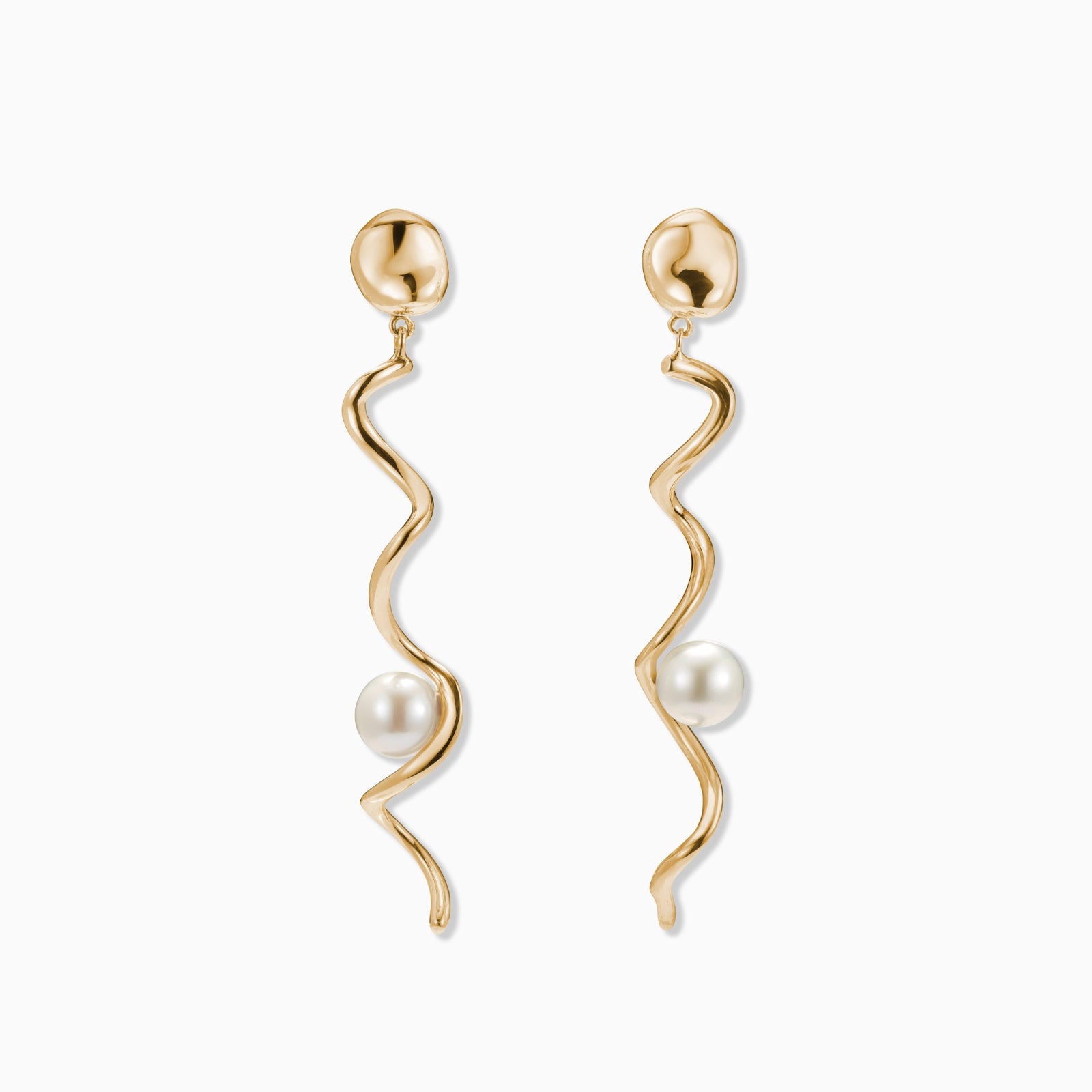 AGMES Teneille Earrings 18k Gold Vermeil with freshwater pearls 2.8" long. 