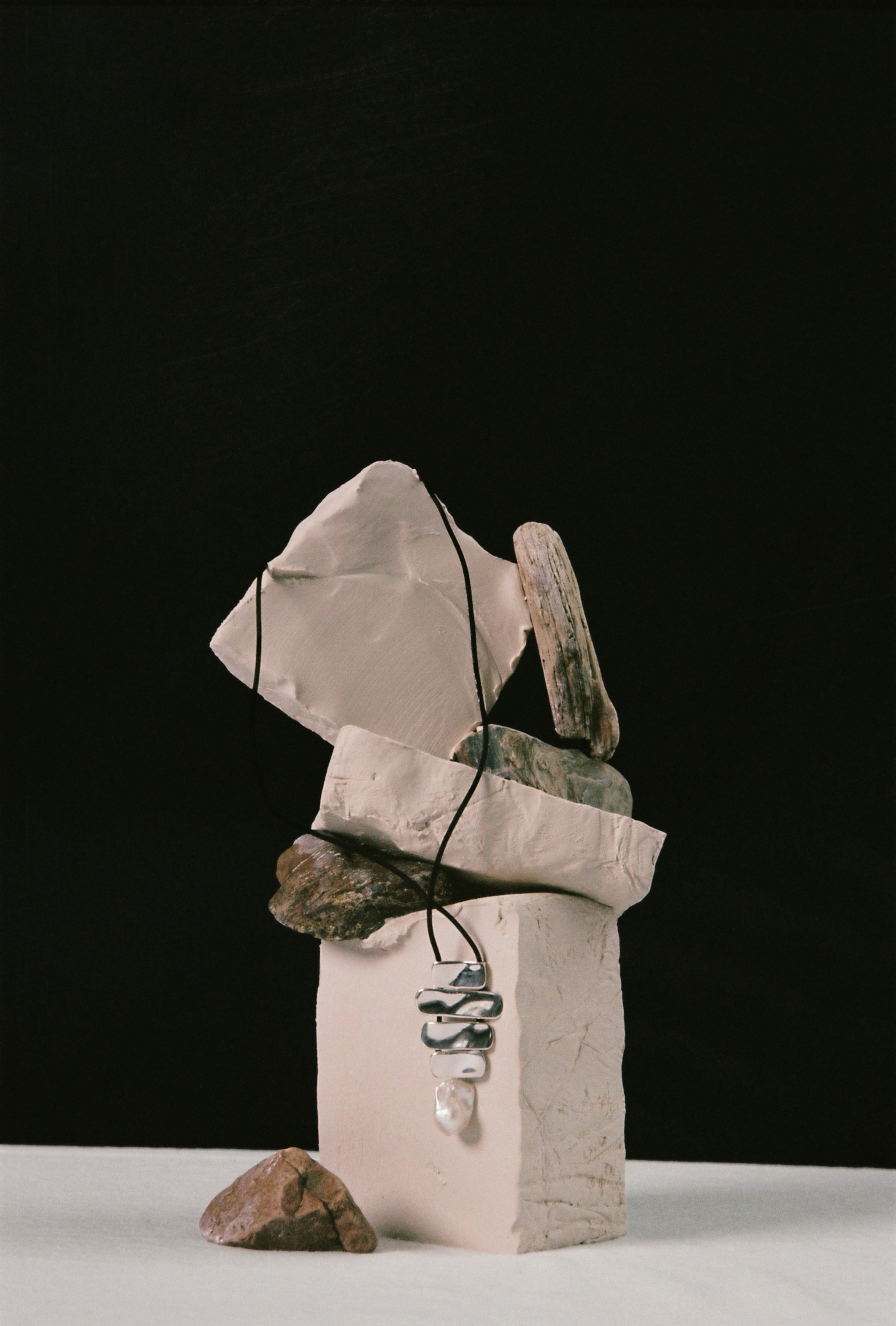 AGMES 925 sterling silver Baroque Ilona Pendant with freshwater pearl drop on black suede cord