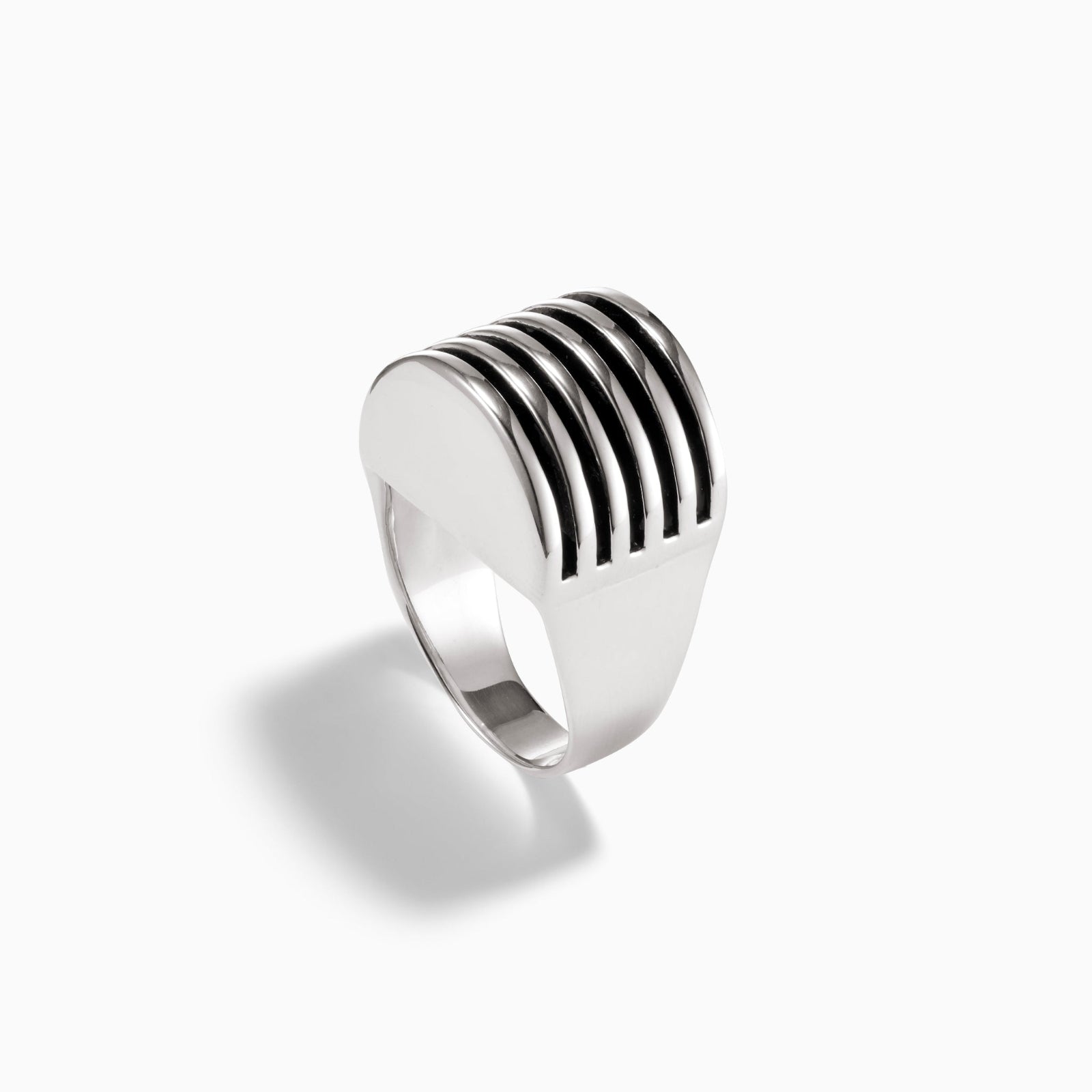AGMES .925 Sterling Silver Wide Boeri Ring on white background. 