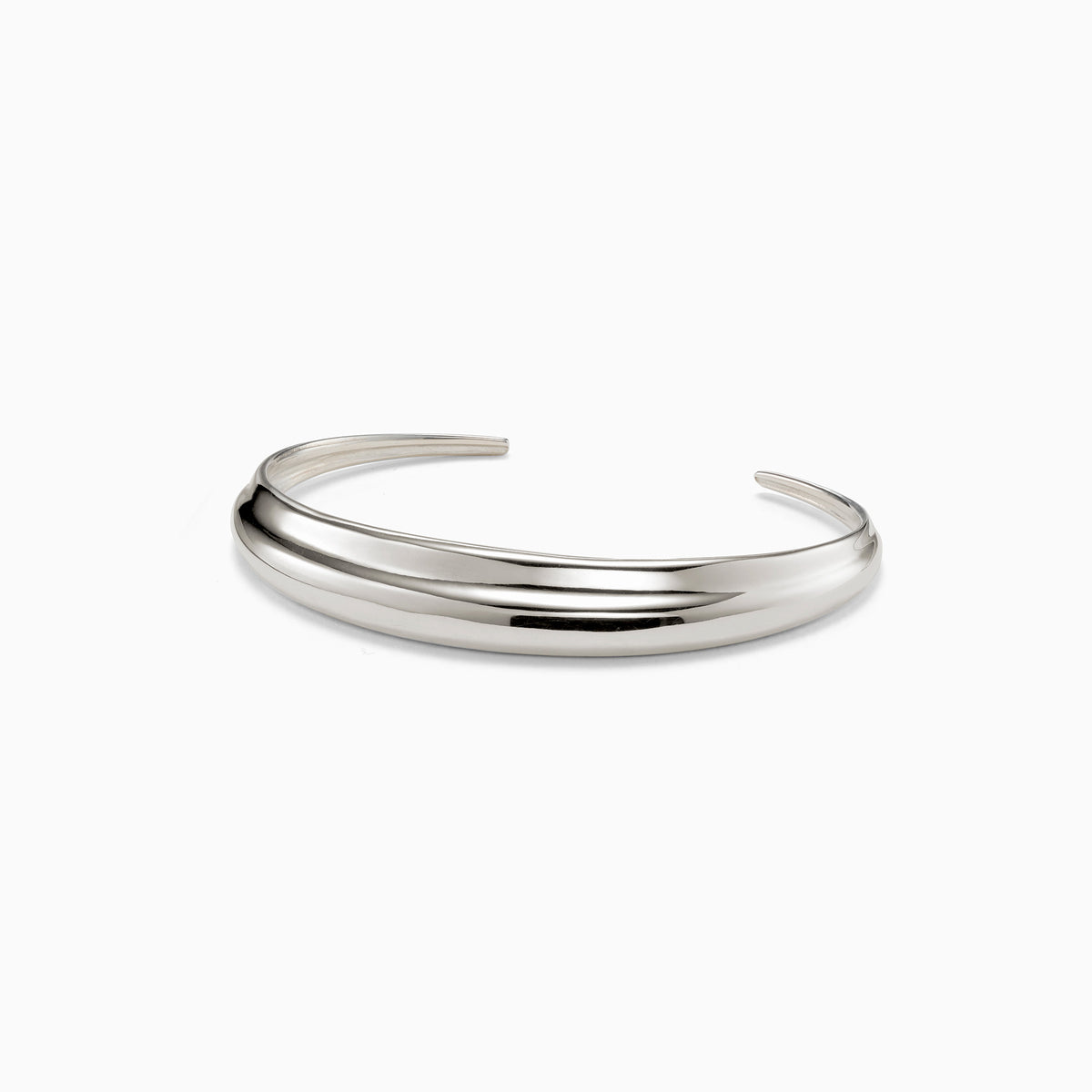 .925 sterling silver AGMES cyril thin cuff bracelet on white background.