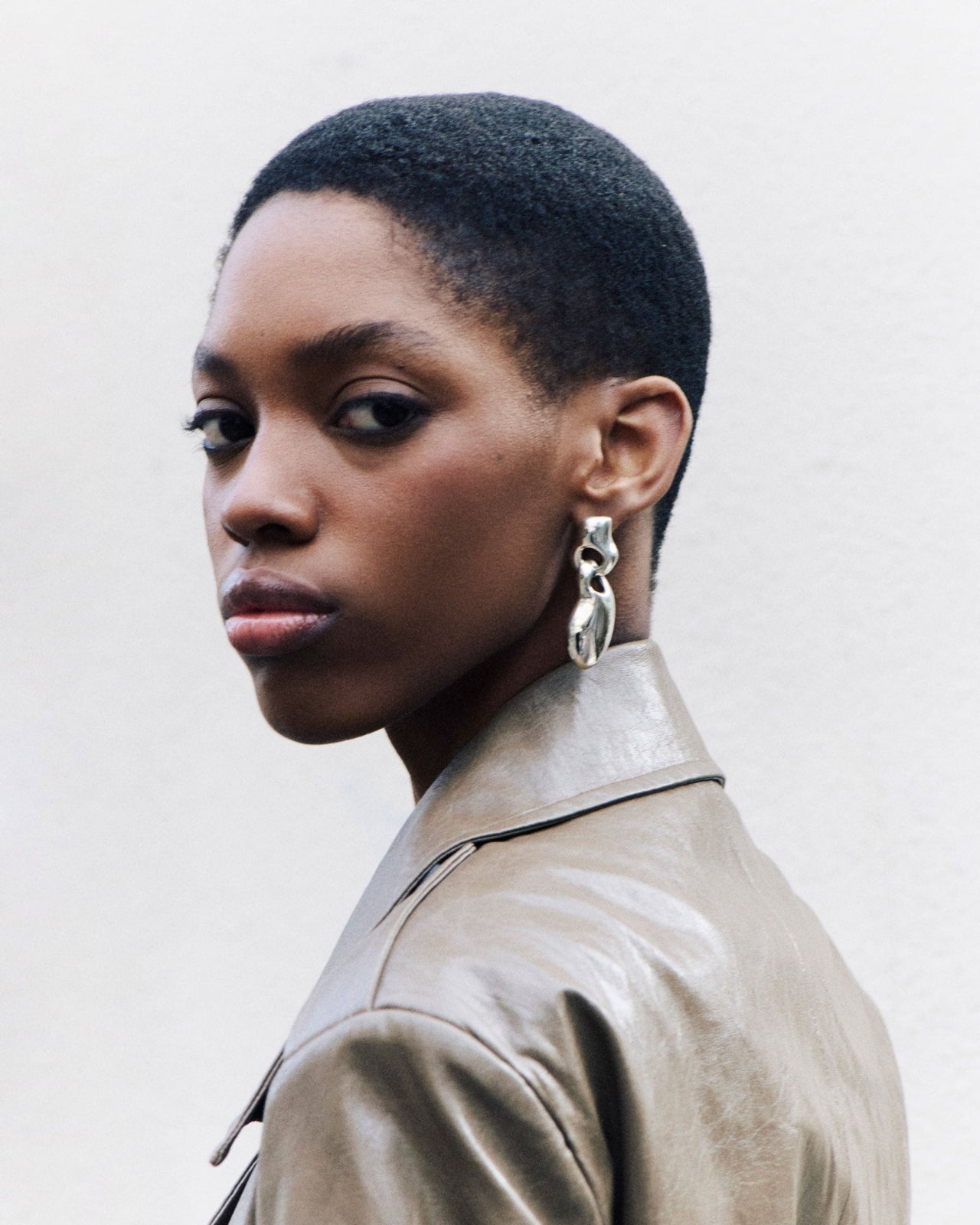 Model wearing .925 sterling silver dangle Francesca Earrings 