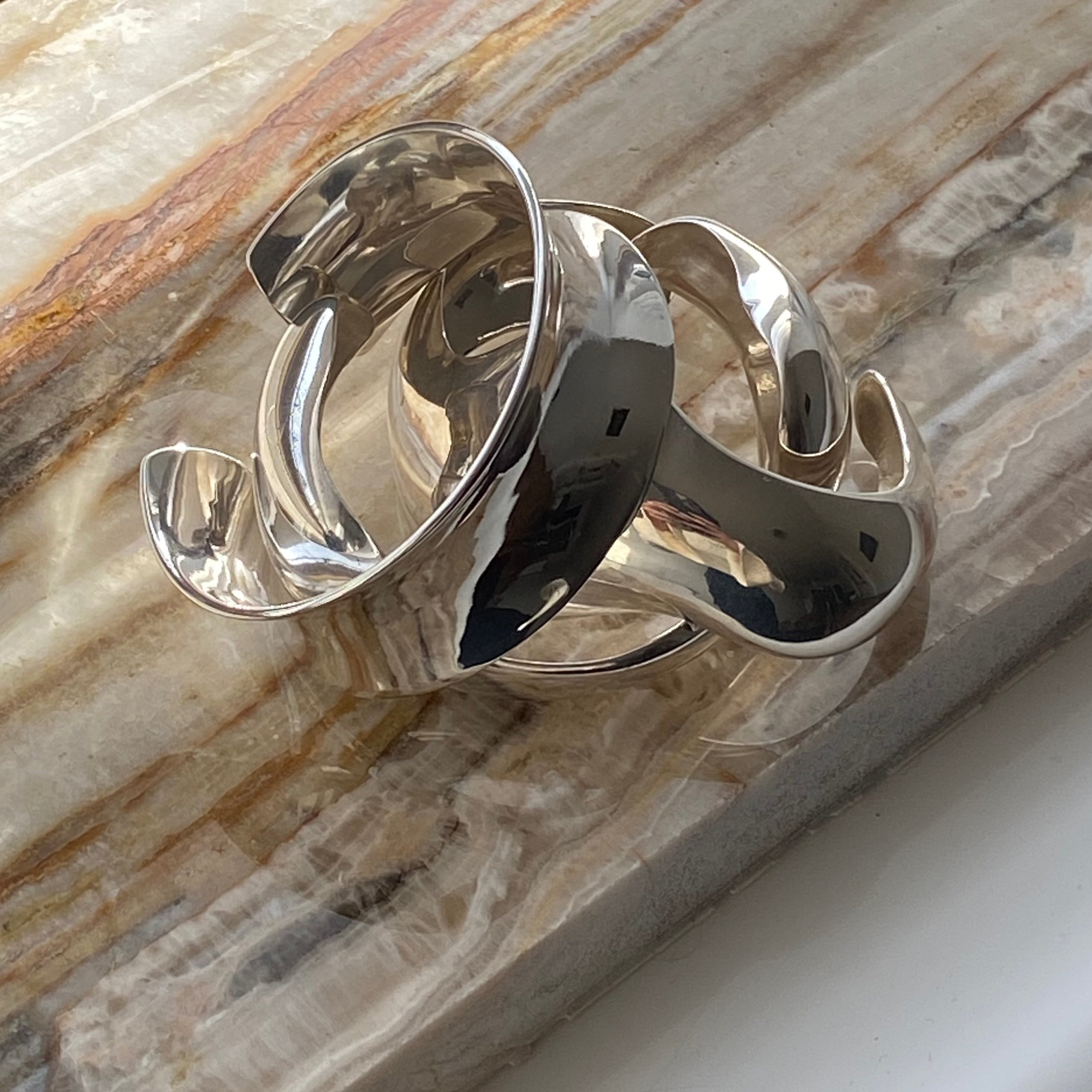 AGMES 0.925 sterling silver Georgia Cuff. Simple Sculpted Modern Cuff Bracelet. 