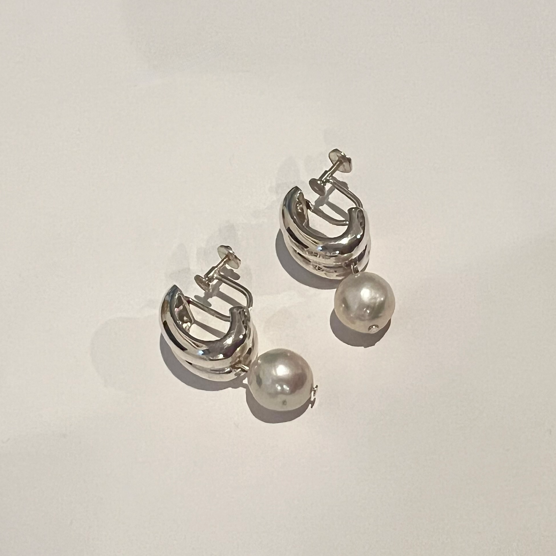 AGMES .925 Sterling Silver Juliette Clip-On Earrings with Freshwater Pearl Drop.