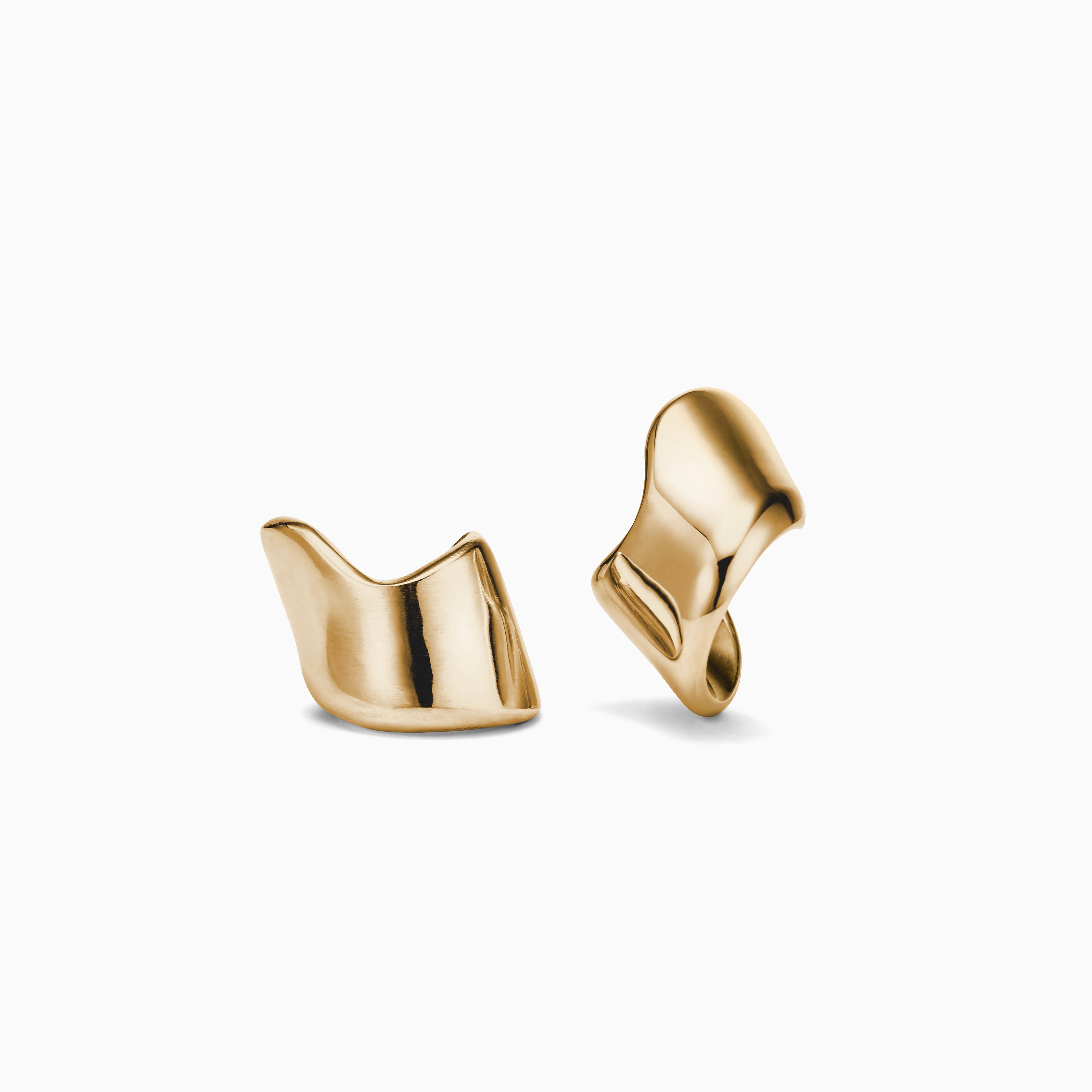 AGMES 18K Gold Vermeil Nelle Hoop Earrings. Asymmetrical mirrored hoops. 