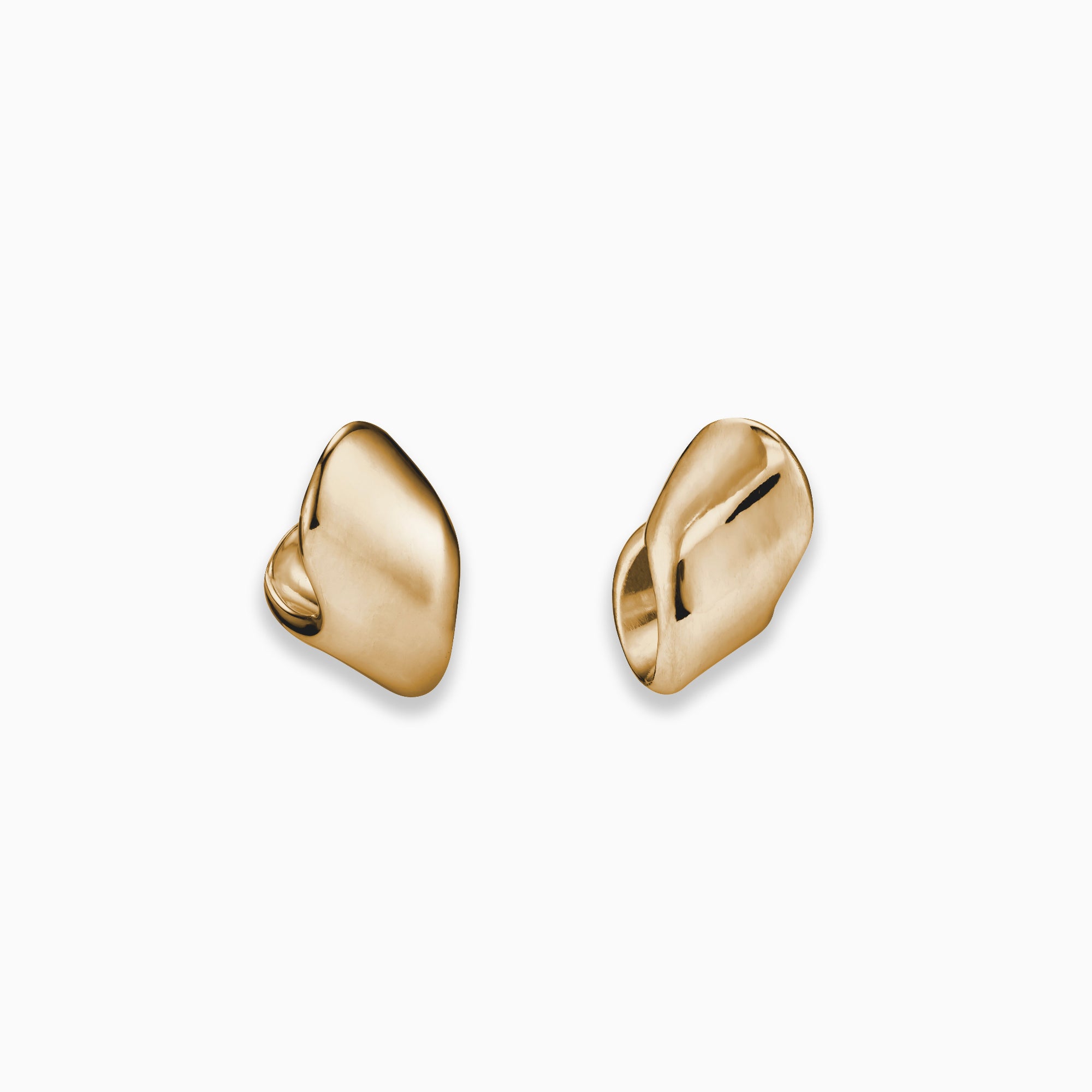 AGMES 18K Gold Vermeil Nelle Hoop Earrings. Asymmetrical mirrored hoops. 