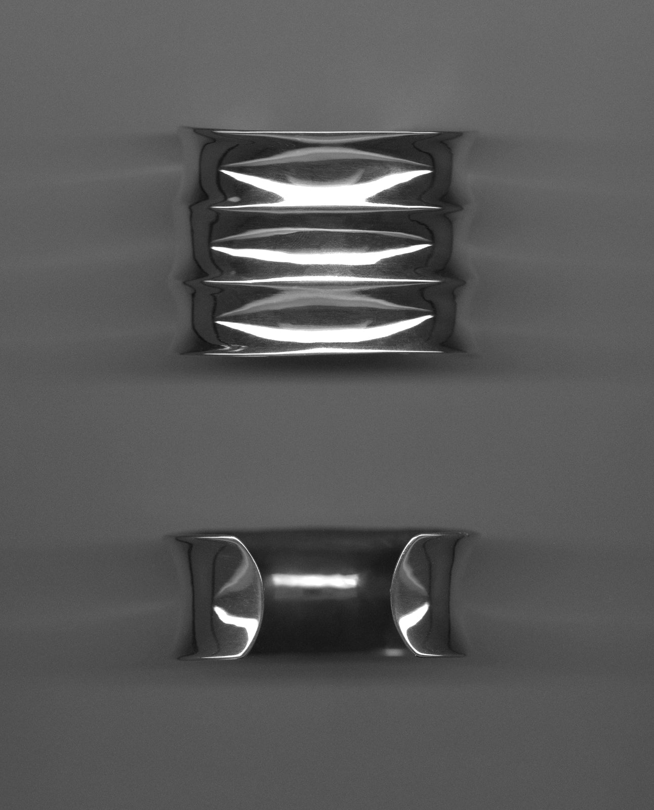 AGMES 0.925 sterling silver wide ridge cuff 