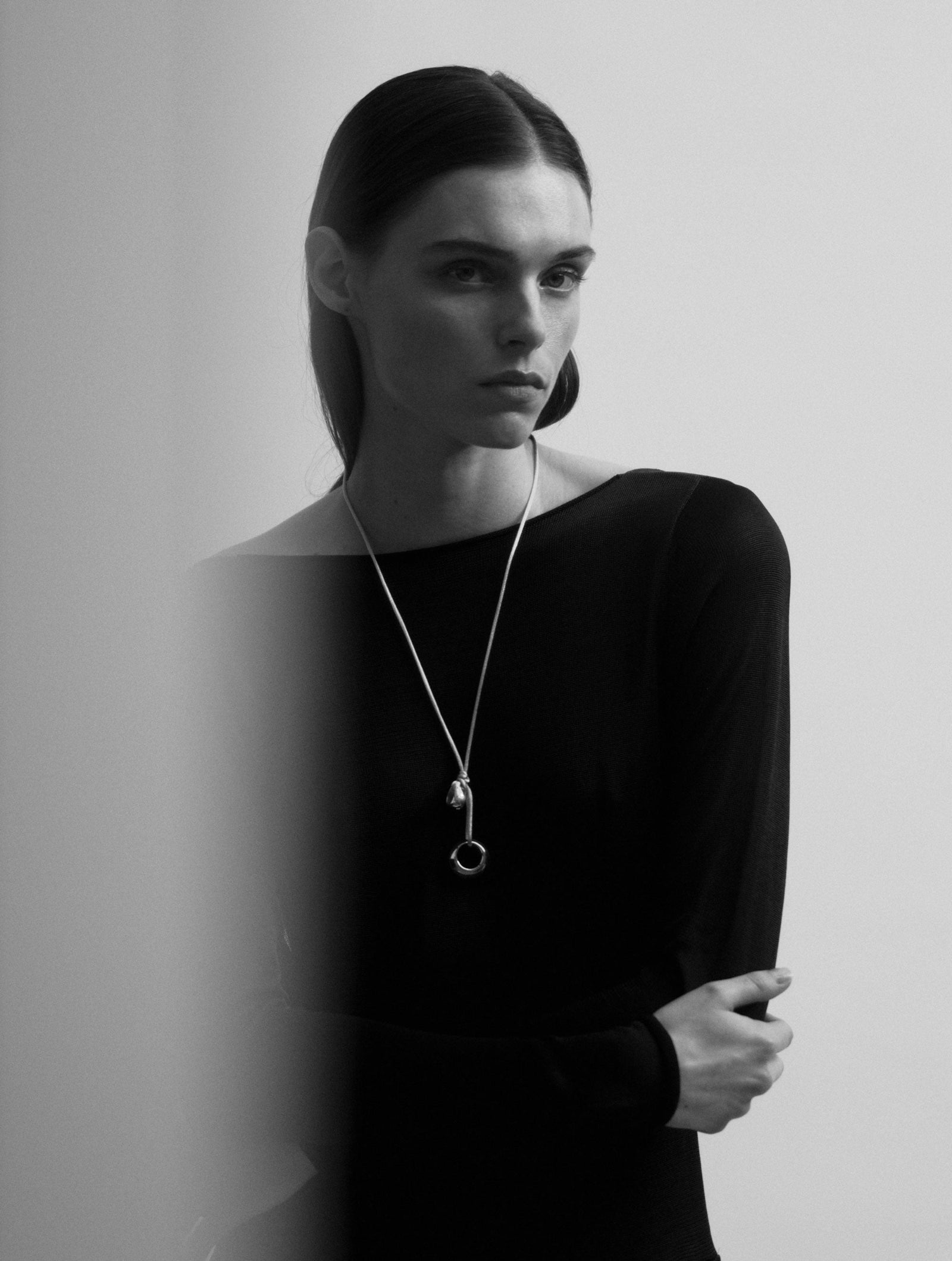 .925 Sterling silver AGMES rae cord pendant on model