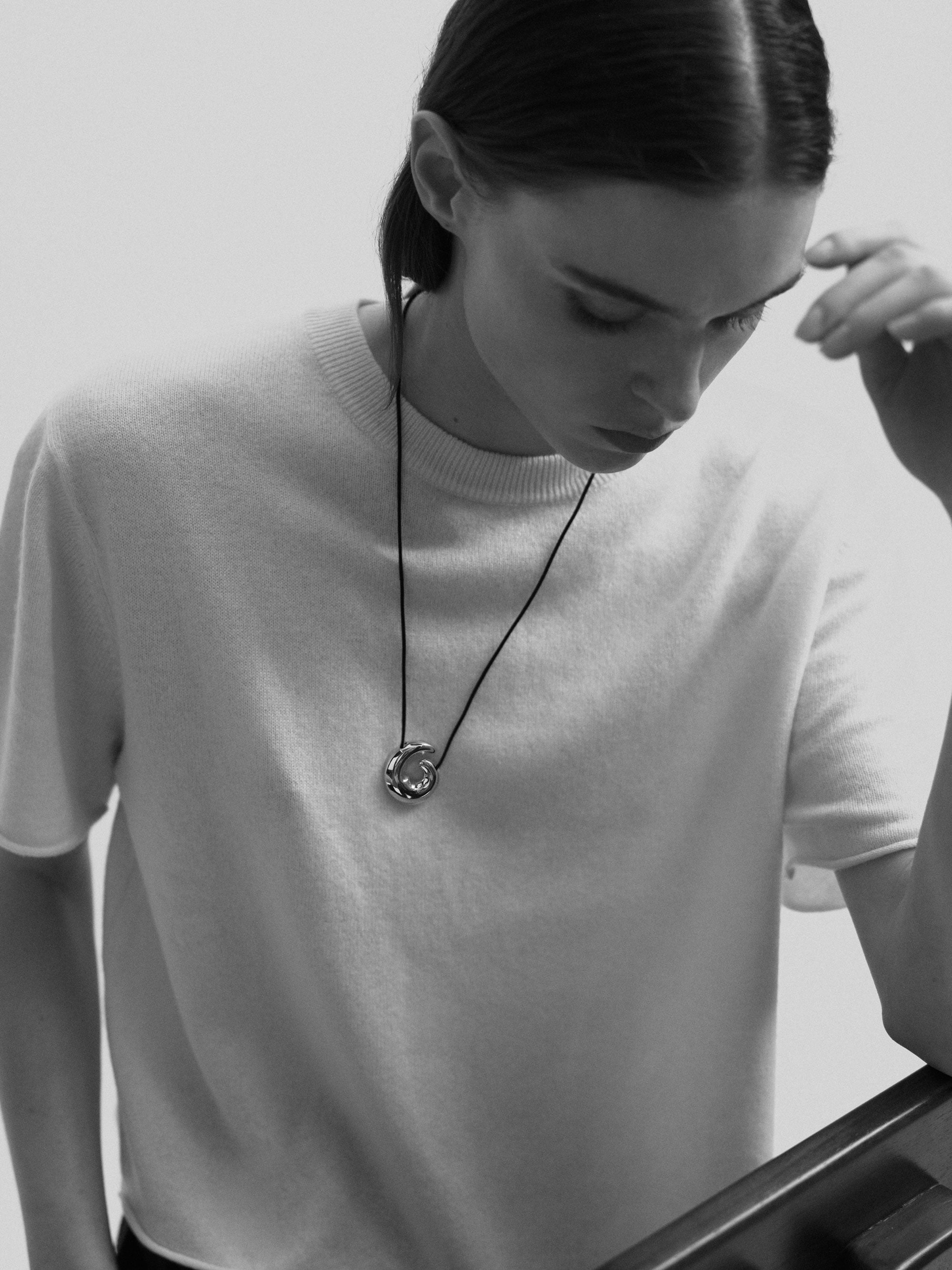 .925 sterling silver AGMES nadia corded pendant on model