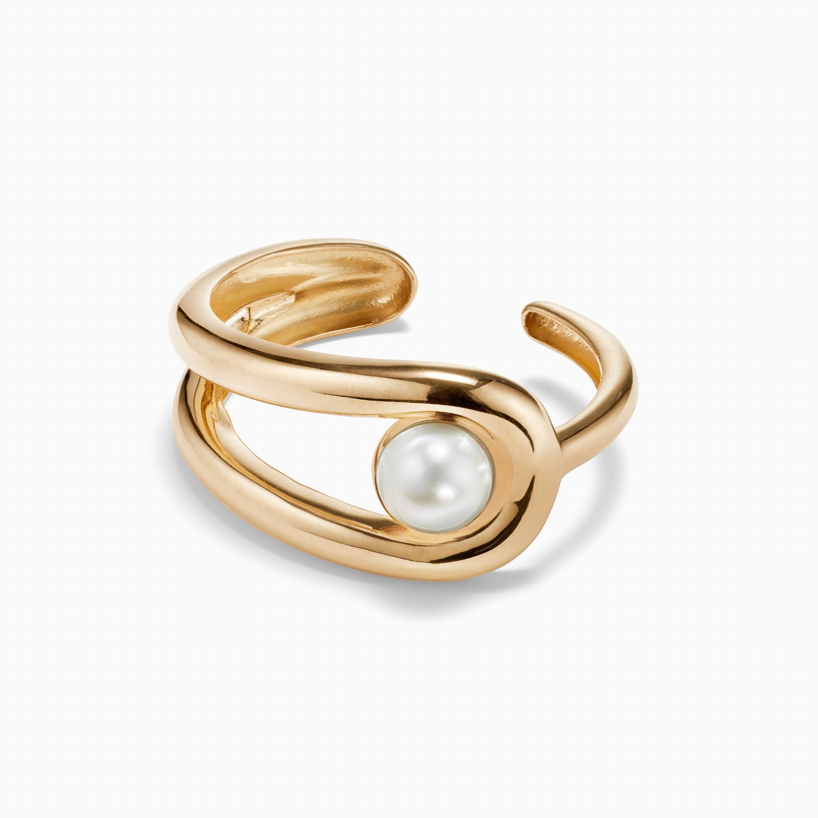 AGMES 18k Gold Vermeil Becky Cuff with freshwater pearl