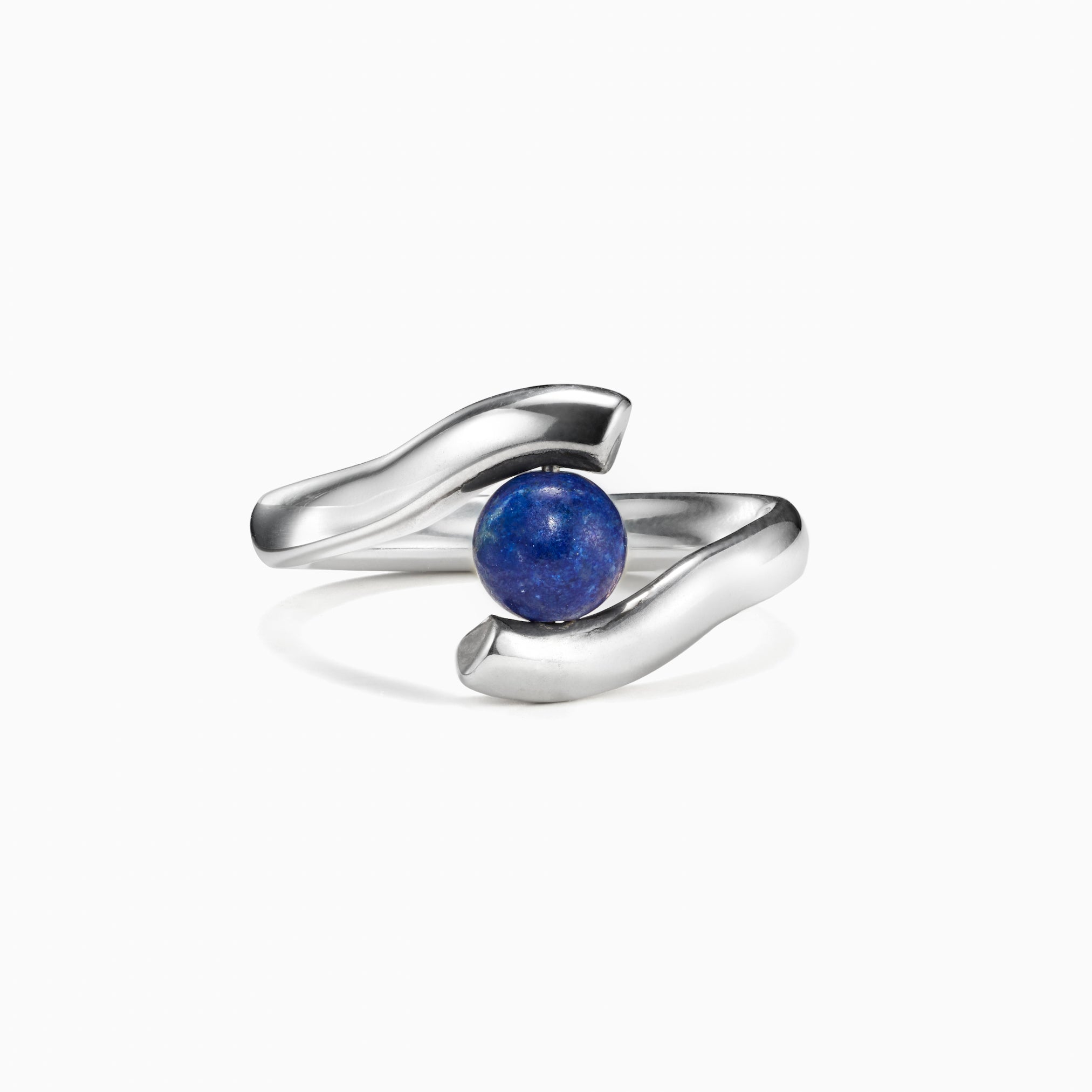 AGMES .925 Sterling Silver Claire Ring with Lapis Stone Center. 