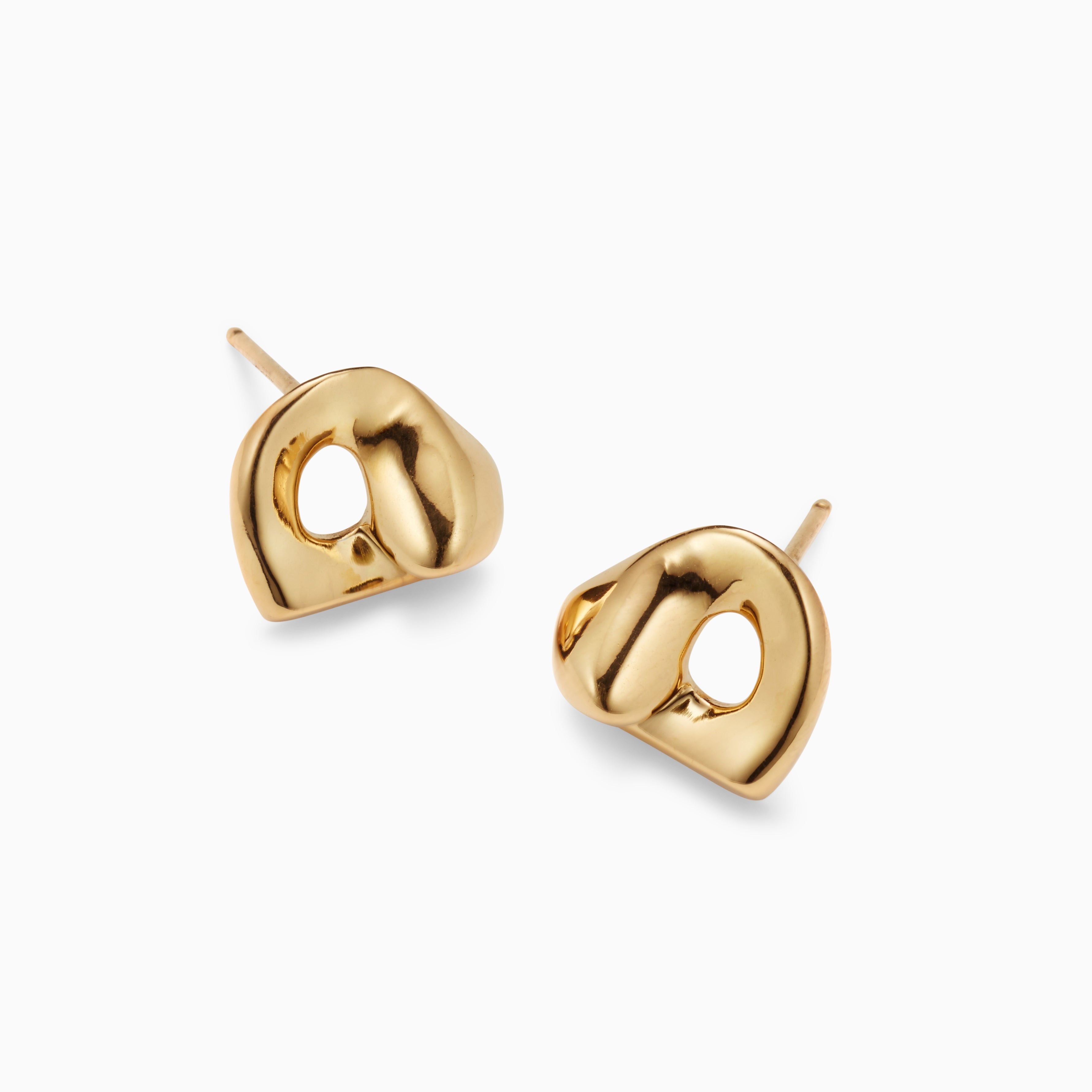 AGMES 18k gold vermeil sculpted Gertrude stud earrings. Simone Bodmer-Turner.