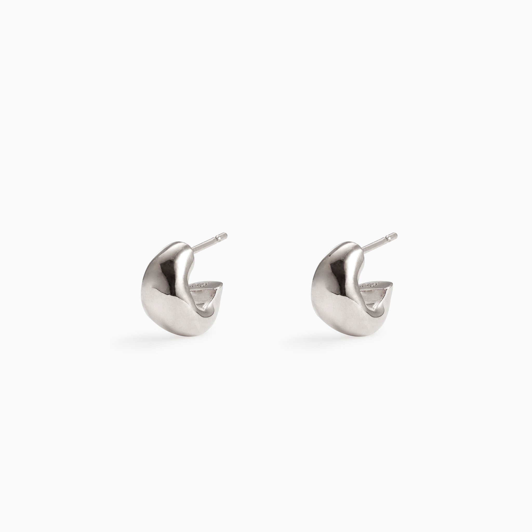 AGMES 0.925 sterling silver thick hoop huggie earrings.