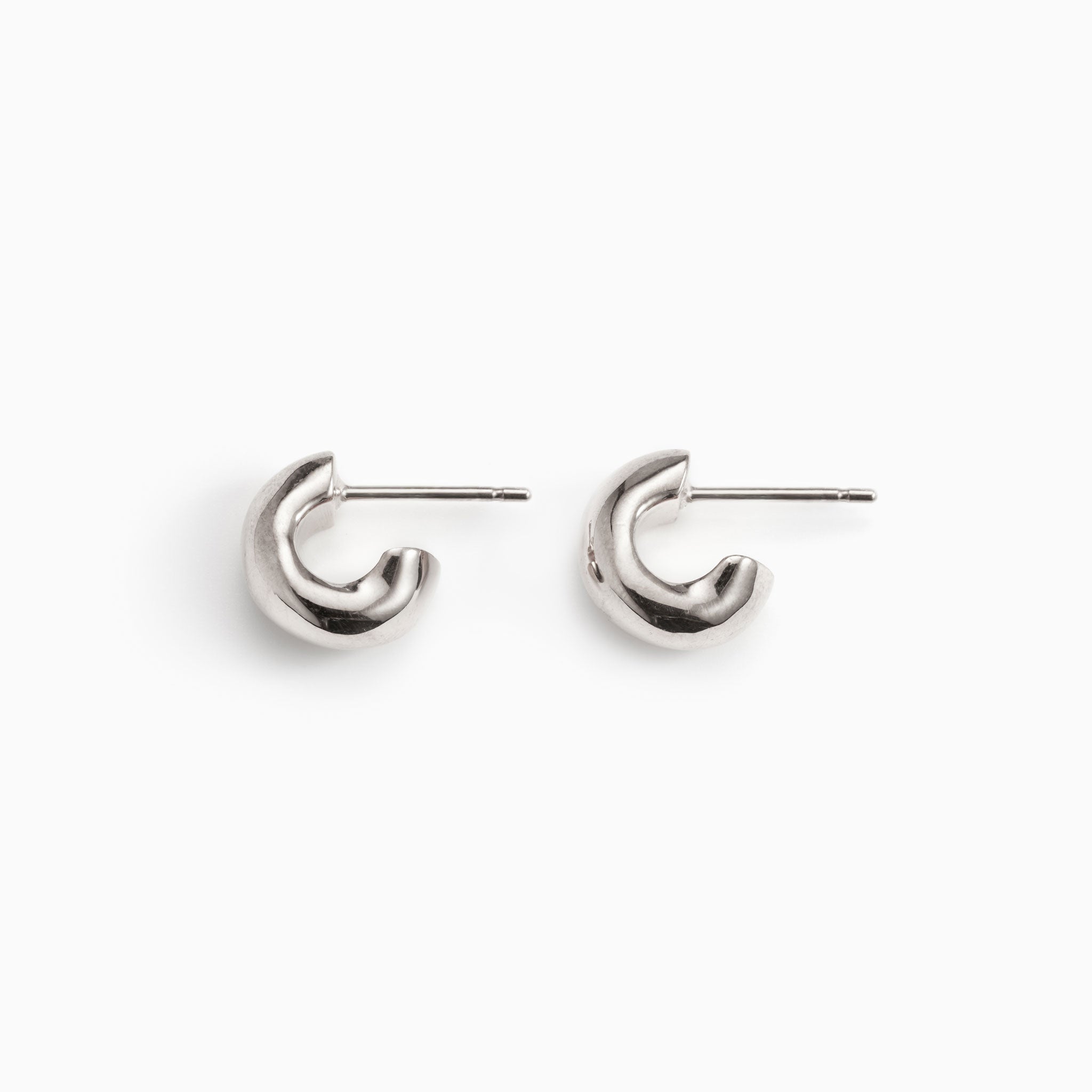 AGMES 0.925 sterling silver thick hoop huggie earrings.