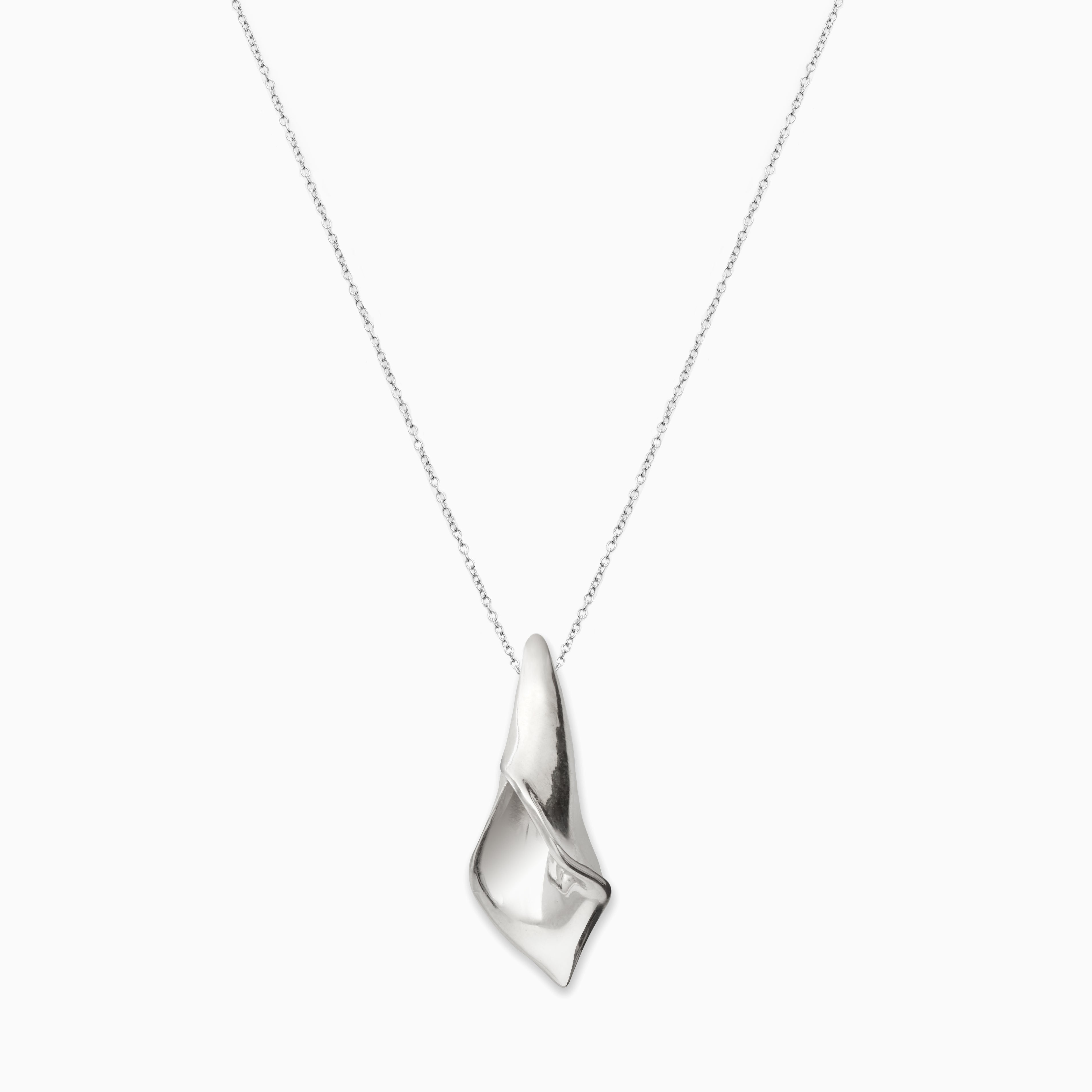 AGMES .925 Sterling Silver Mini Calla Pendant paired with Sterling Silver Chain necklace. 