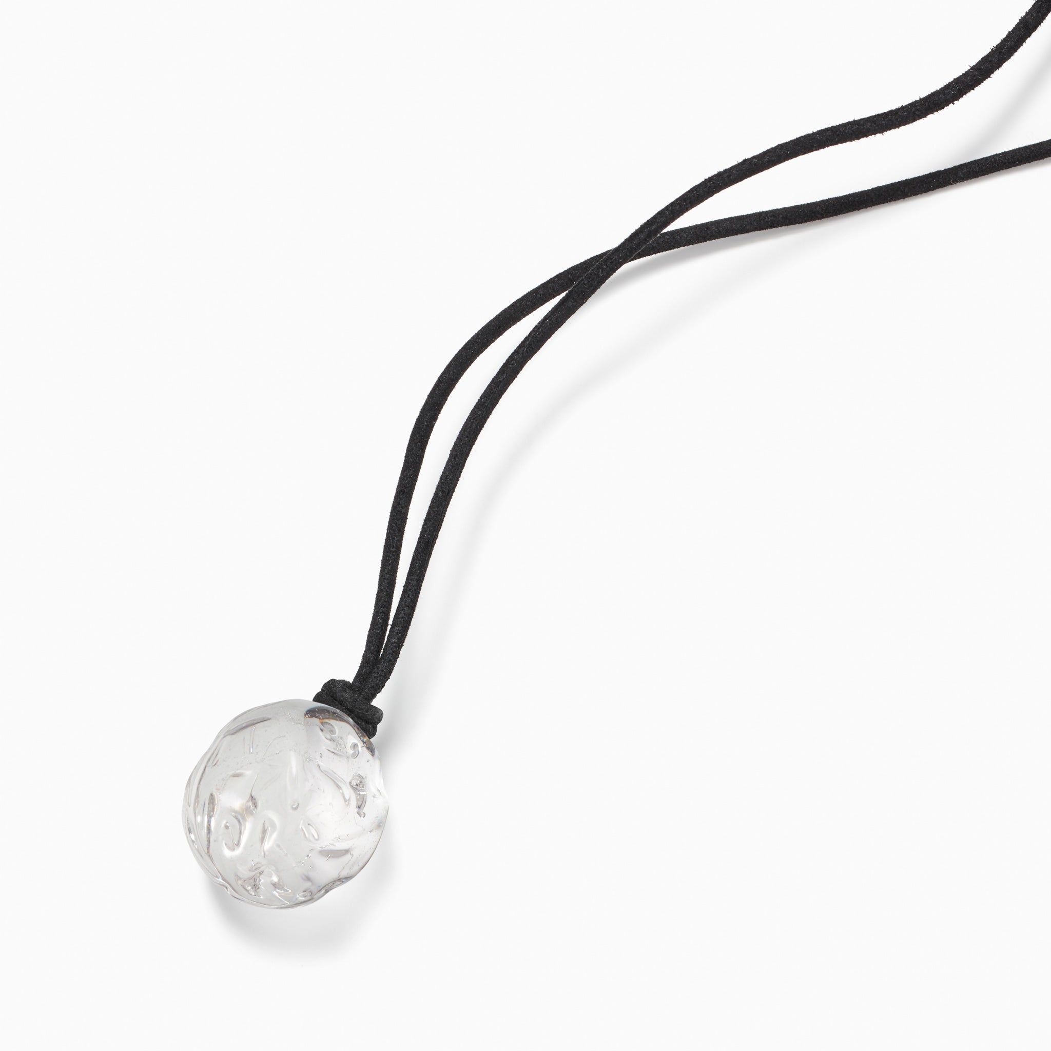 AGMES Rio Pendant Soda Lime Clear Glass Bead on black suede cord 