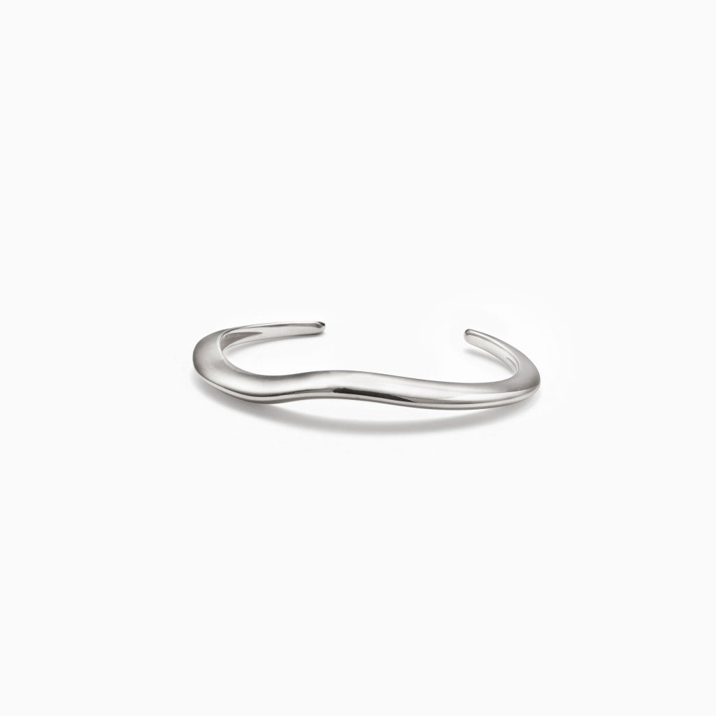 AGMES 0.925 sterling silver small thin sculpted cuff bracelet.
