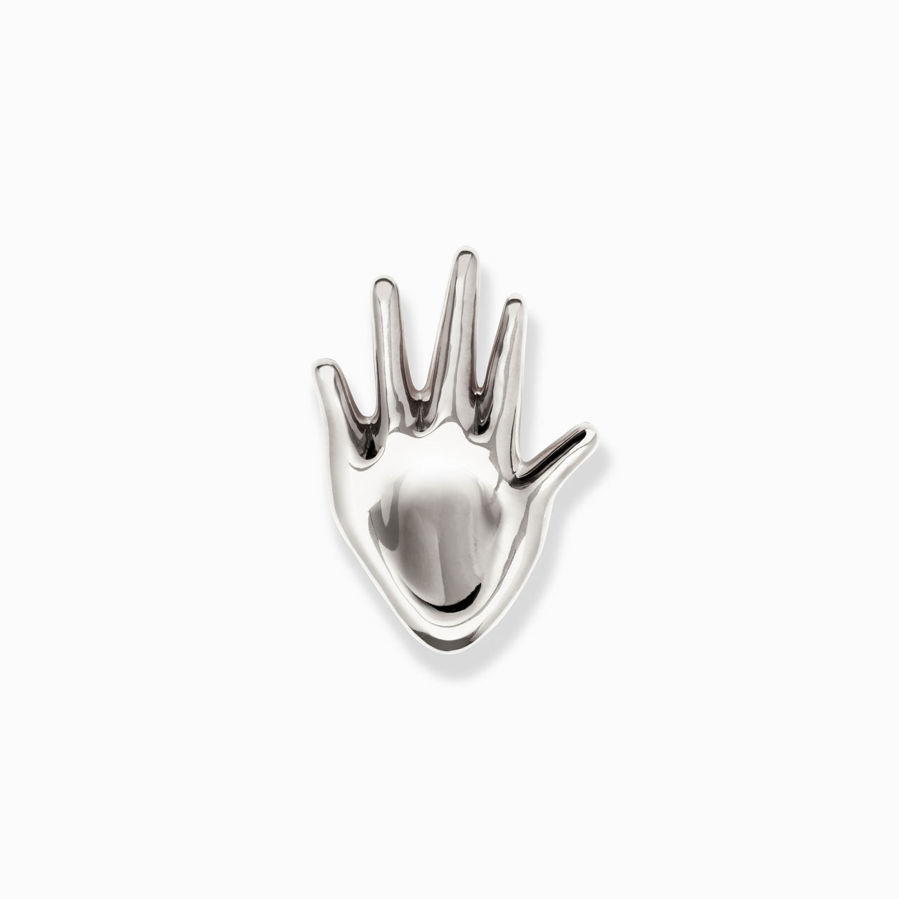 AGMES .925 Sterling Silver Dali Brooch on white background. Hand shaped Brooch. 