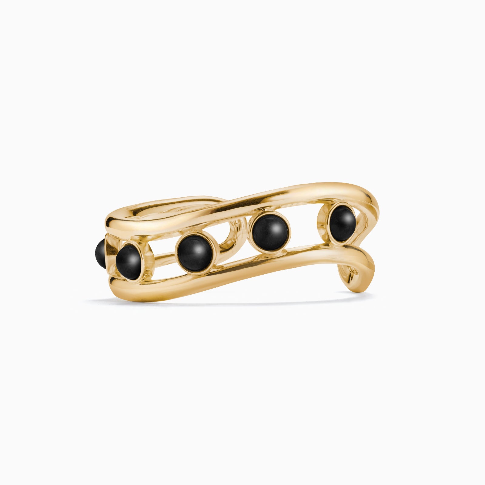 AGMES 18k Gold Vermeil Cara Cuff with Onyx Stones 
