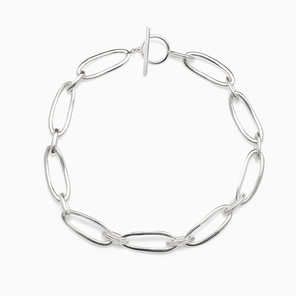 AGMES 0.925 Sterling Silver Dion Necklace with T-Bar Clasp. 