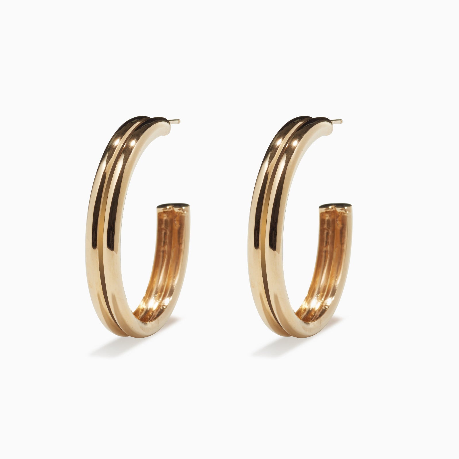 AGMES 18k gold vermeil double ridged large hoop earrings.