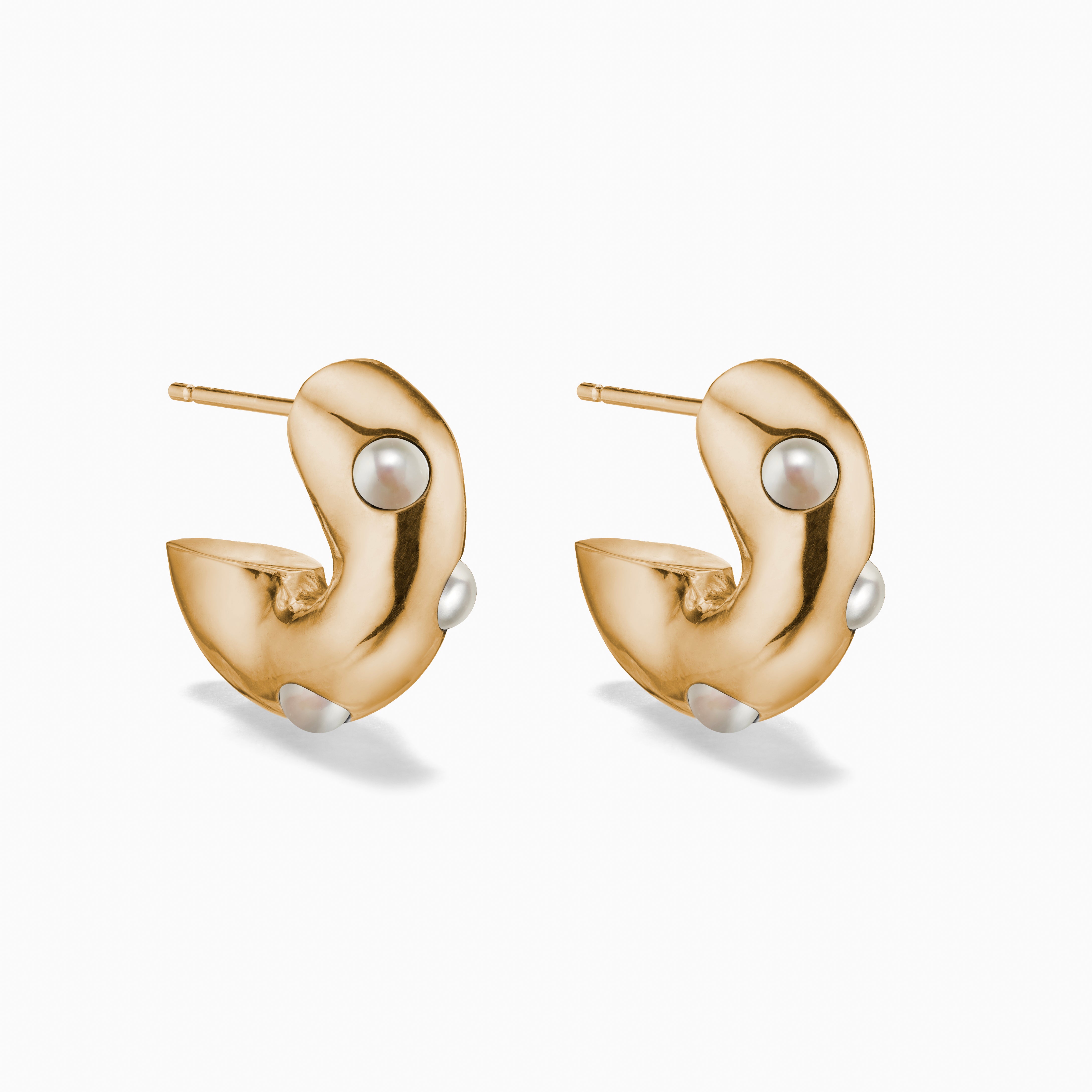 AGMES 18K Gold Vermeil Logan Hoop Earrings with freshwater pearls. 