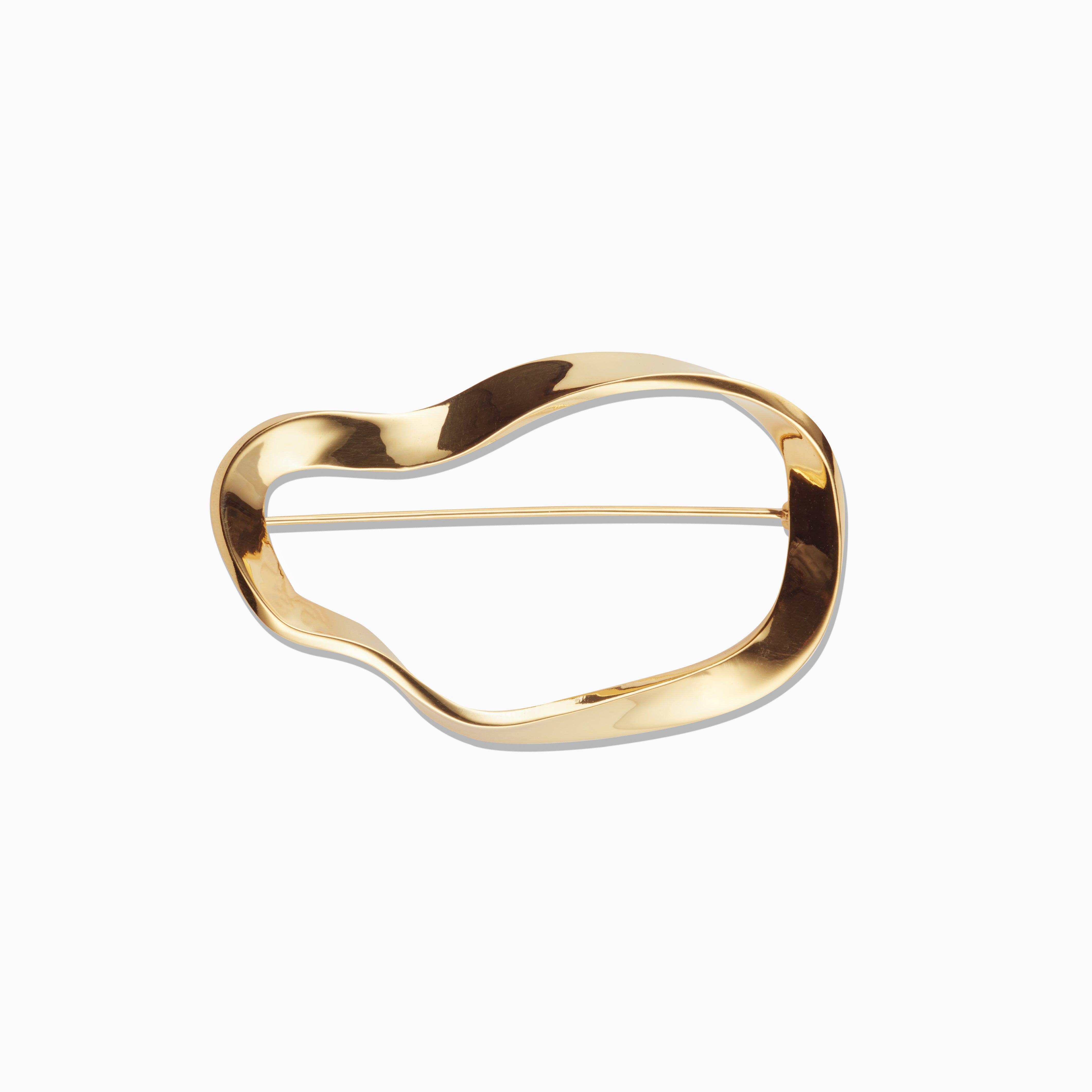 AGMES 18K Gold Vermeil Structural Vera Brooch on white background.