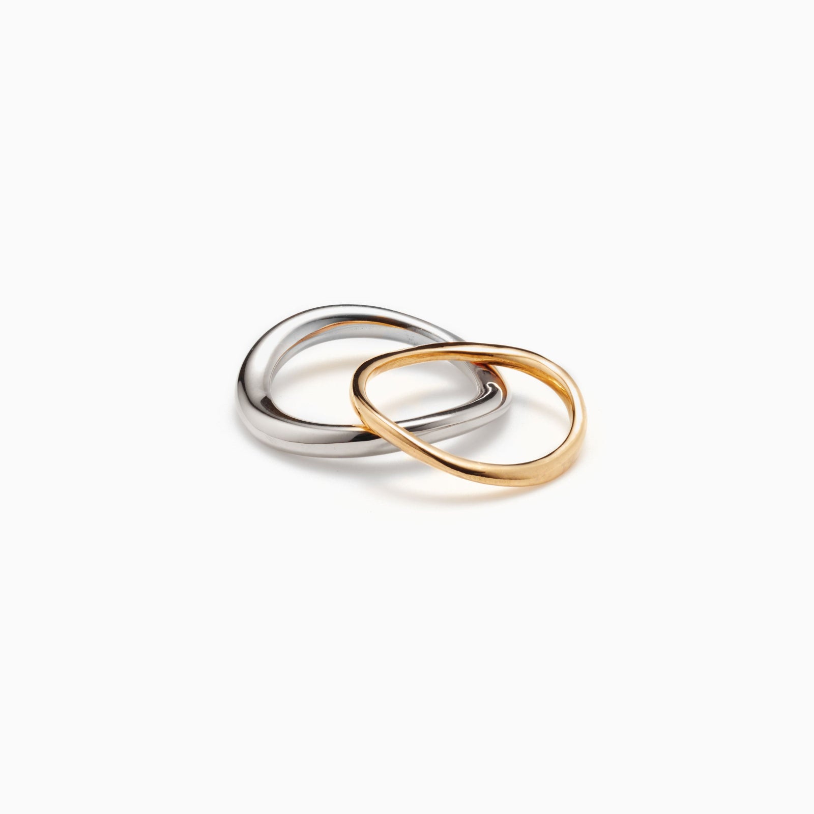 AGMES .925 Sterling Silver Medium Astrid Ring. 14K Solid Yellow Gold Small Astrid Ring. Astrid Ring Set.
