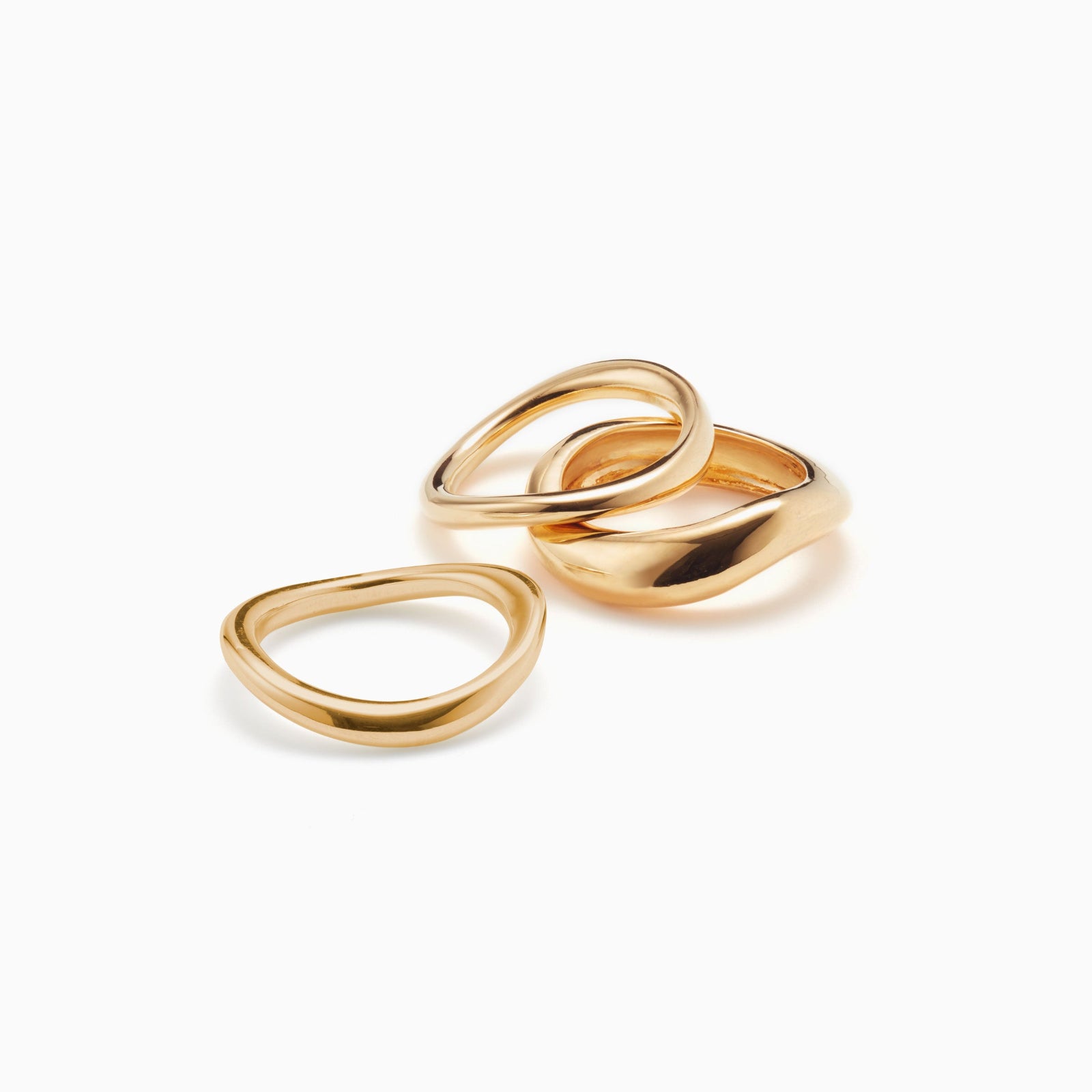 AGMES 14K Yellow GoldAstrid Ring Set III.  Includes 2 medium, and 1 large Astrid Ring. 