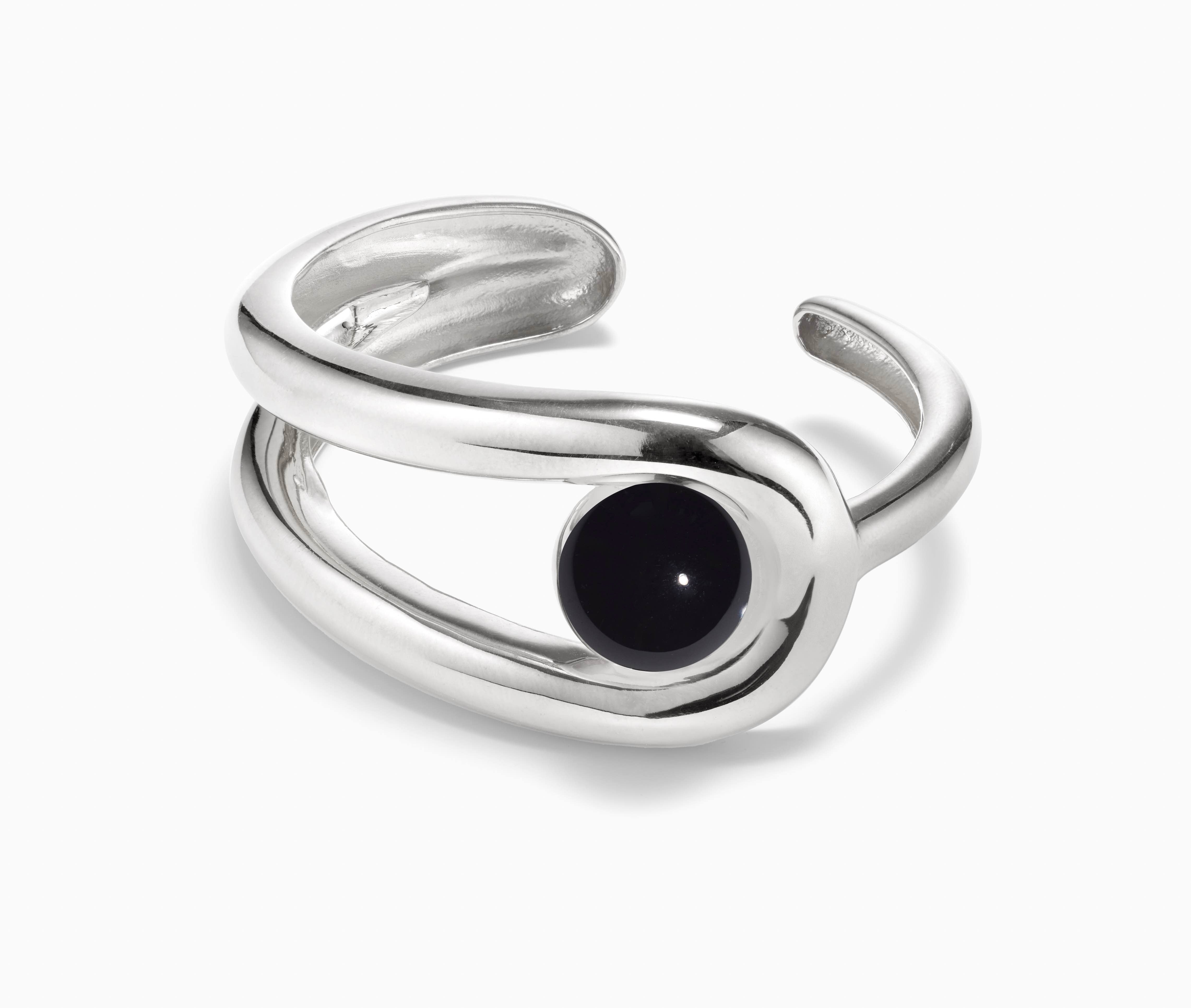 AGMES 0.925 sterling silver Becky Cuff with Onyx stone