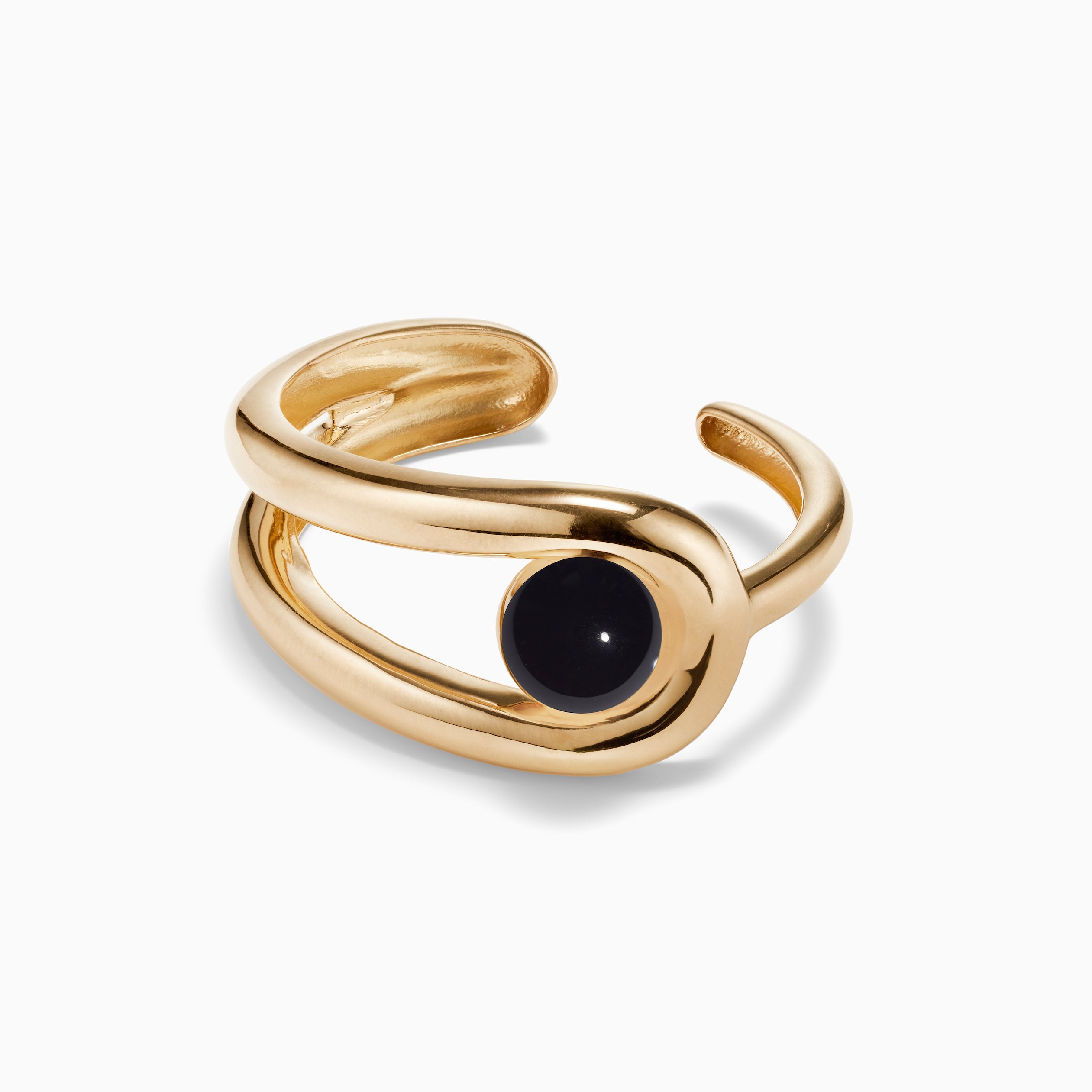 AGMES 18k Gold Vermeil Becky Cuff with Onyx stone