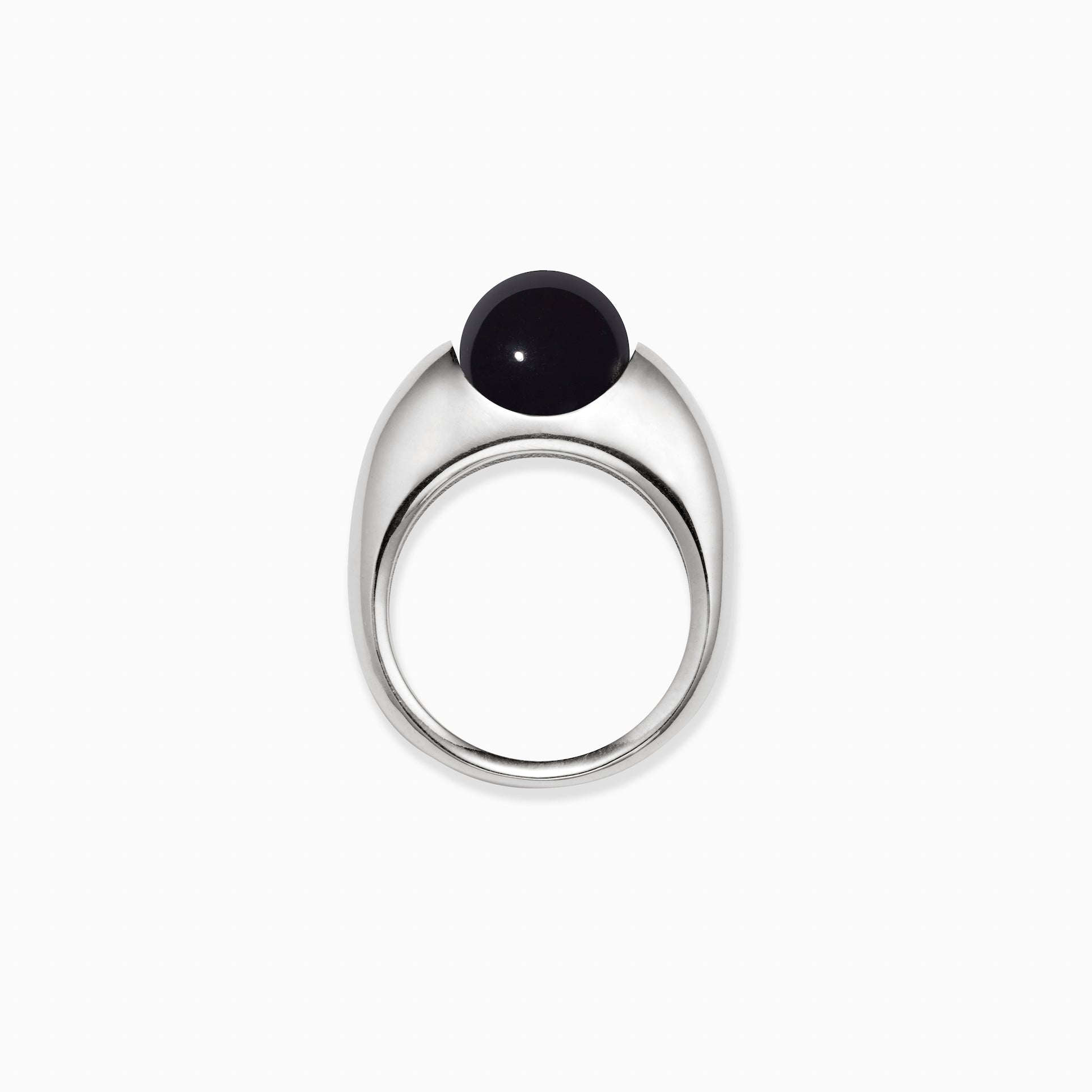 AGMES .925 Sterling Silver Chloe Ring with Spinning Onyx Stone Center. 