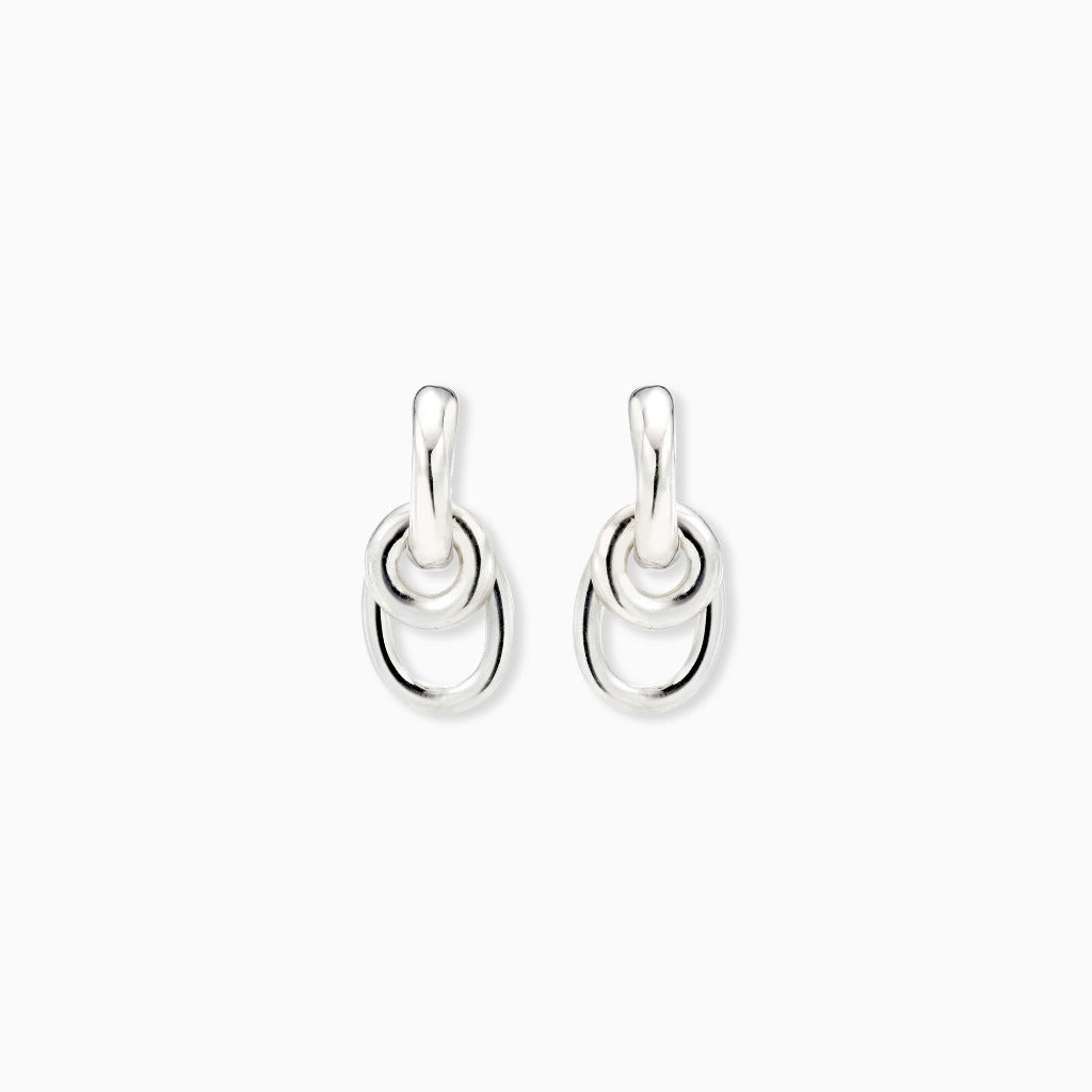 AGMES 0.925 sterling silver double drop hoop earrings.