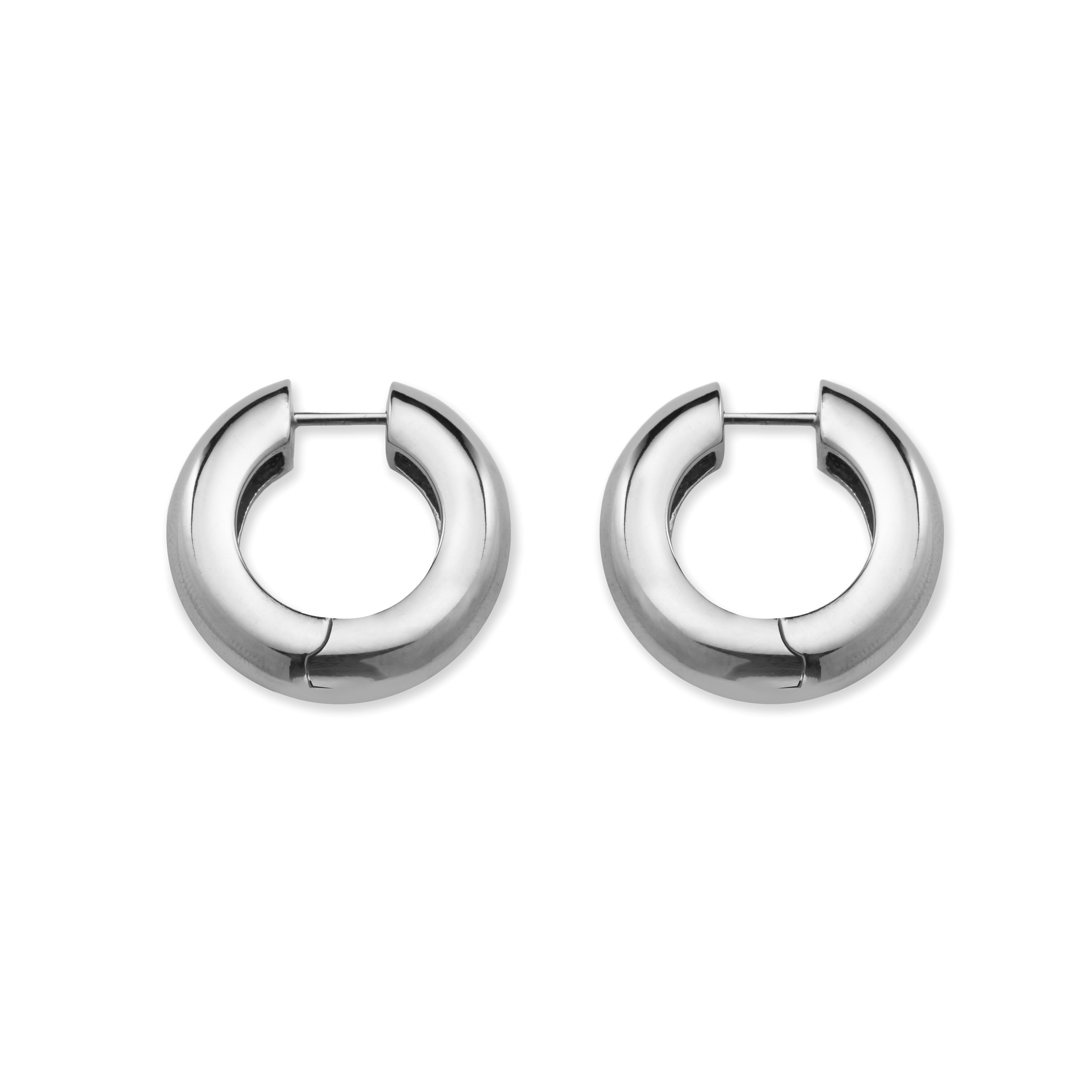 AGMES 0.925 sterling silver hinged hoop earrings.