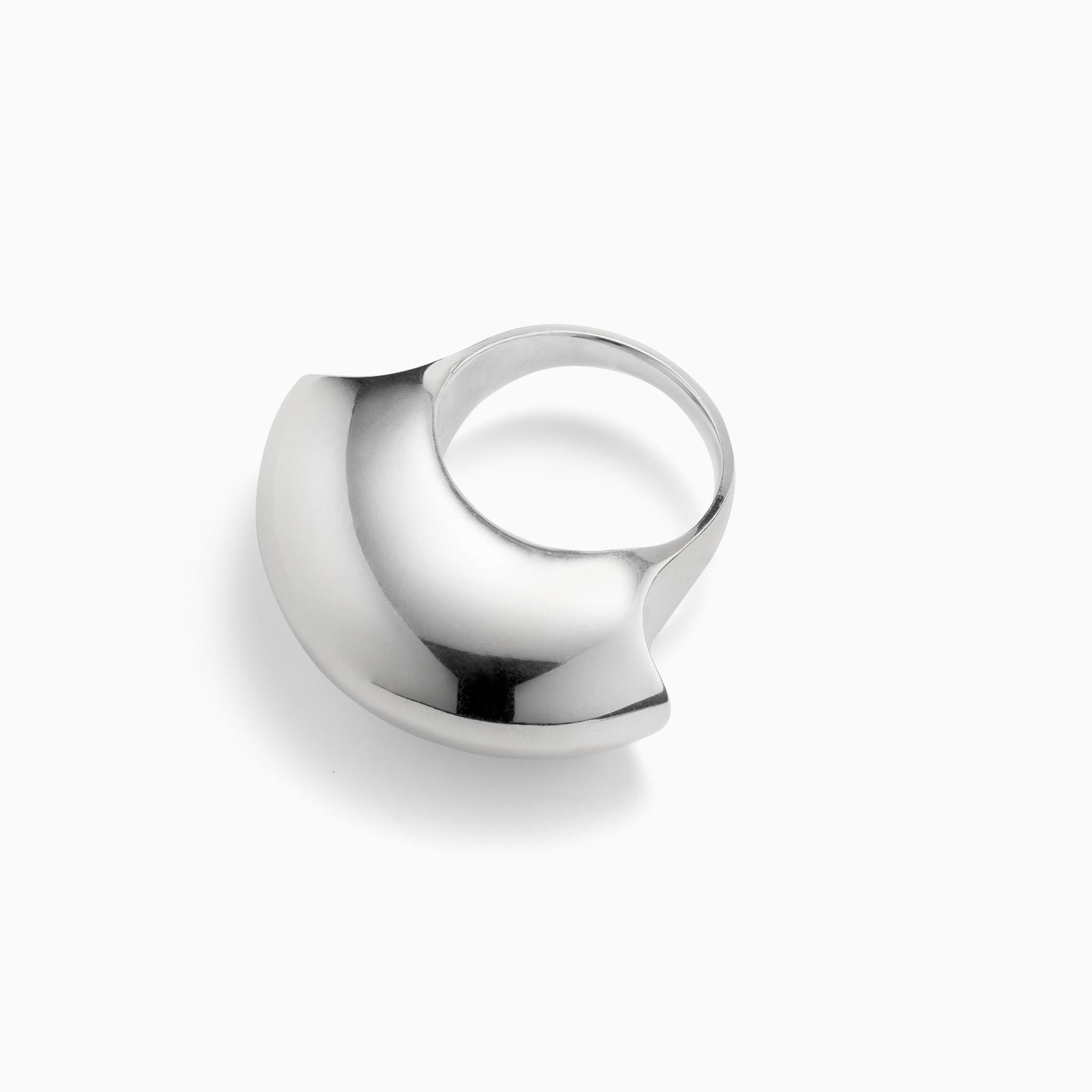 AGMES .925 Sterling Silver sculptural Jouve Ring on white background. 