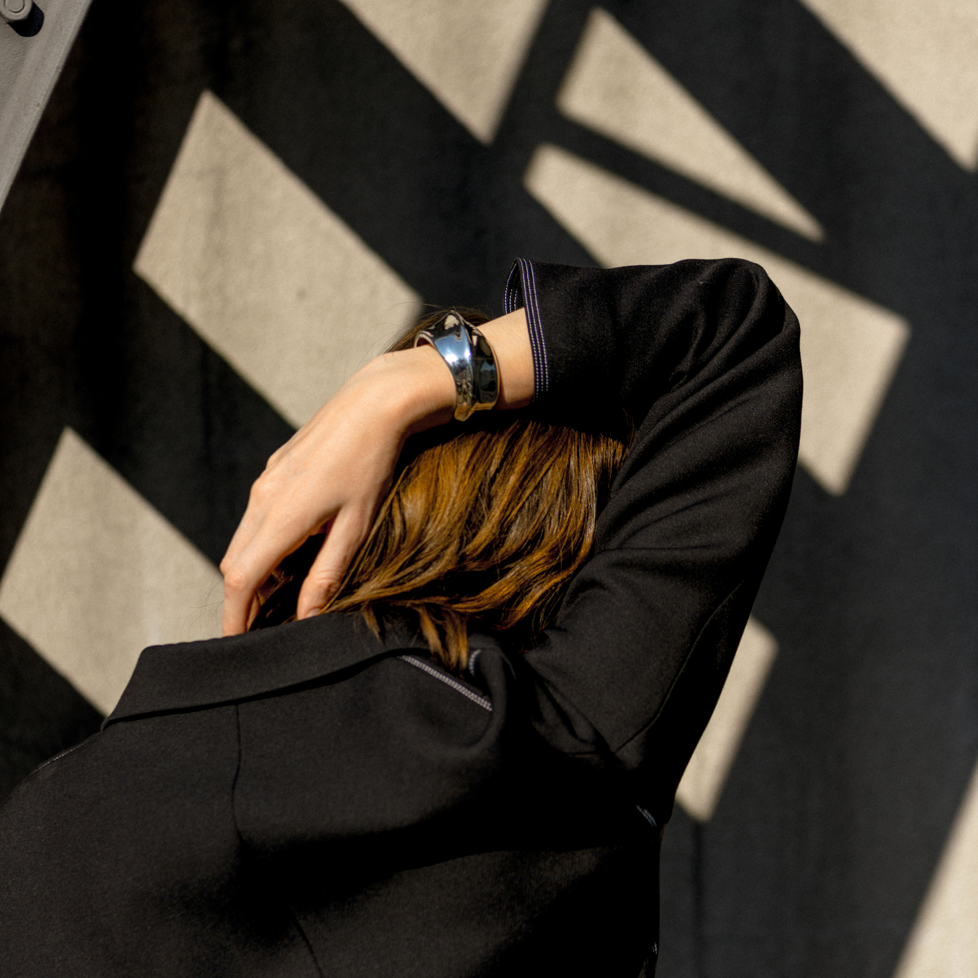 AGMES 0.925 Sterling Silver Sculptural Twist Cuff 