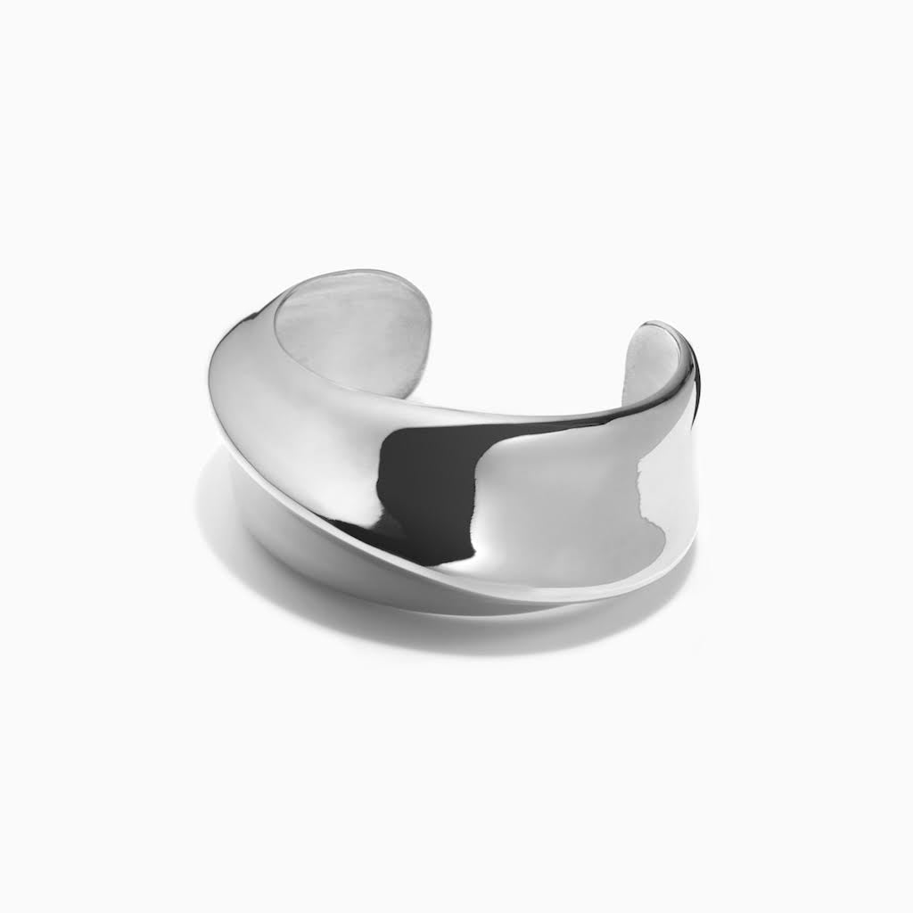 AGMES 0.925 Sterling Silver Sculptural Twist Cuff 