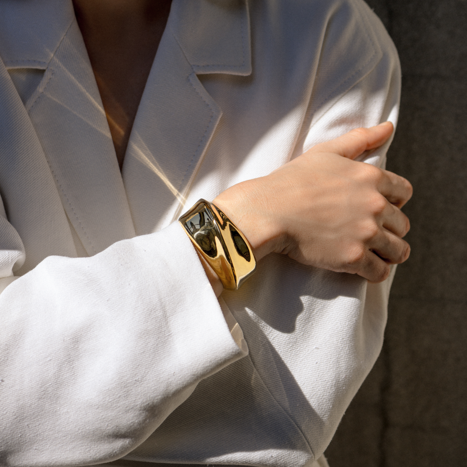 AGMES 18k Gold Vermeil Sculptural Twist Cuff 